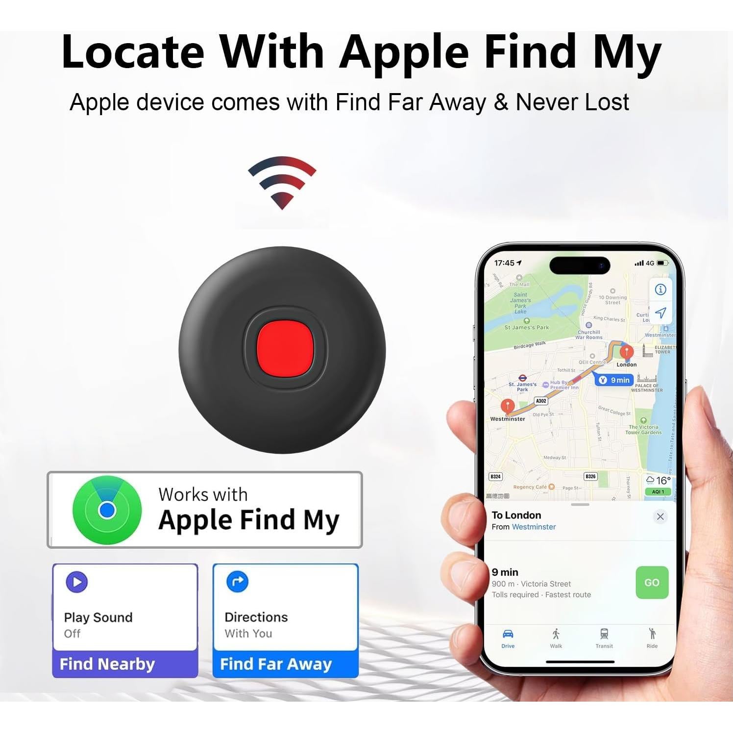 Air Tag 4-Pack GLOBELEC, Rastreador Bluetooth IP68 para Llaves