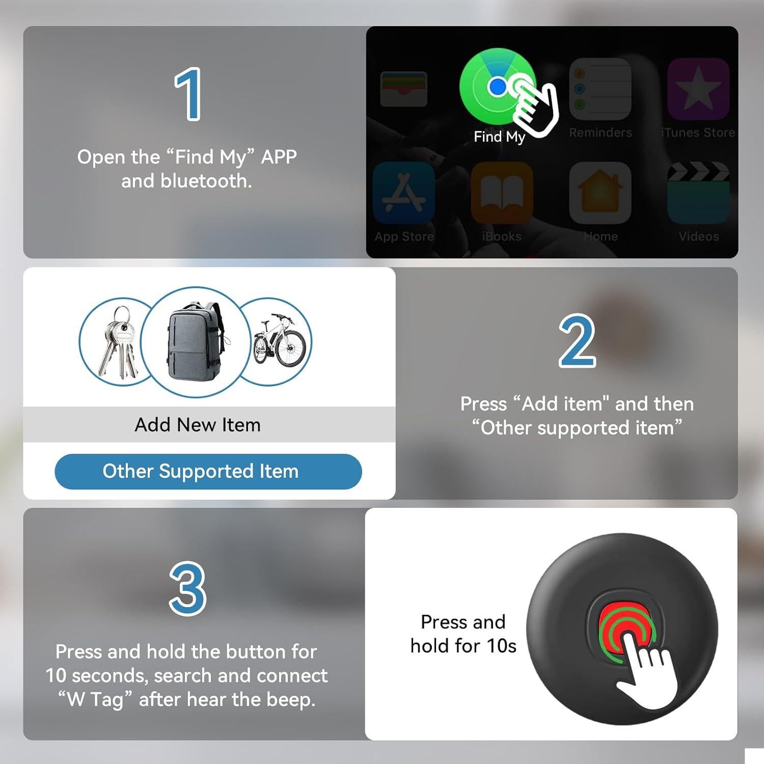 Air Tag 4-Pack GLOBELEC, Rastreador Bluetooth IP68 para Llaves