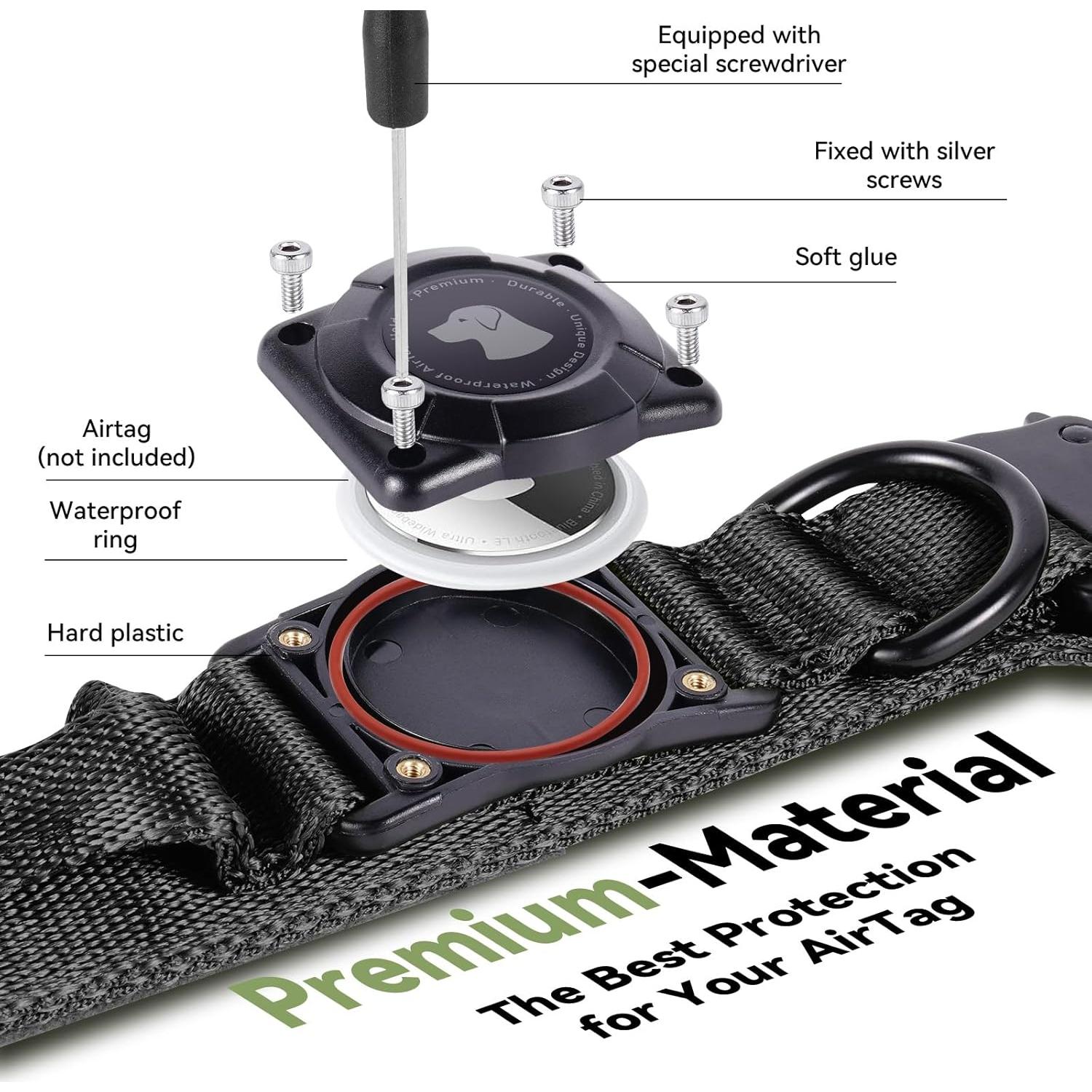 Collar para perro Odokele AirTag impermeable M Negro