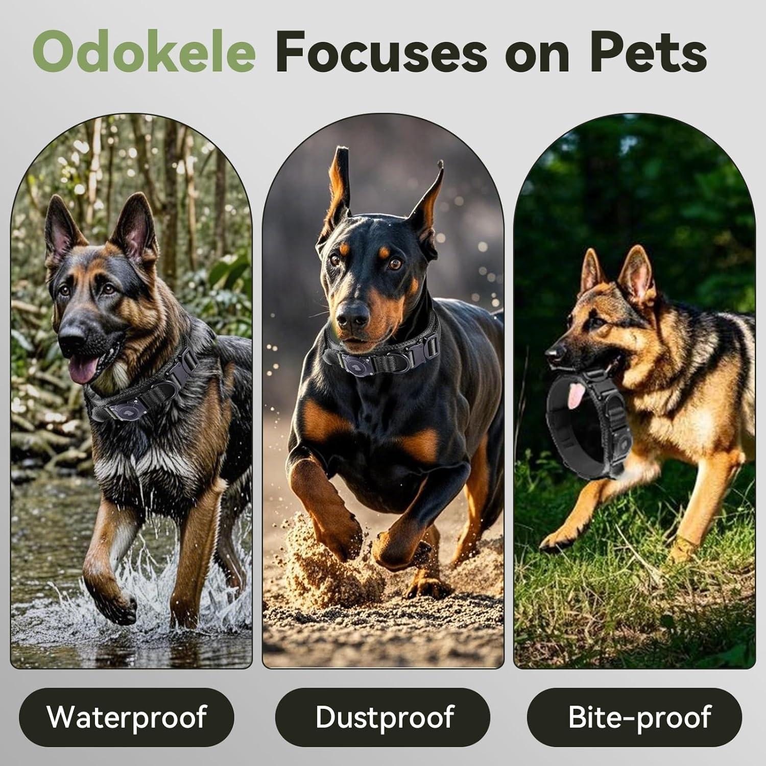 Collar para perro Odokele AirTag impermeable M Negro