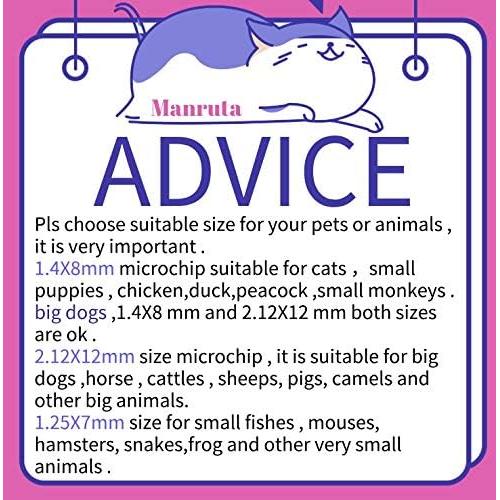 Paquete de 20 microchips de identificación Manruta 1.4x8mm