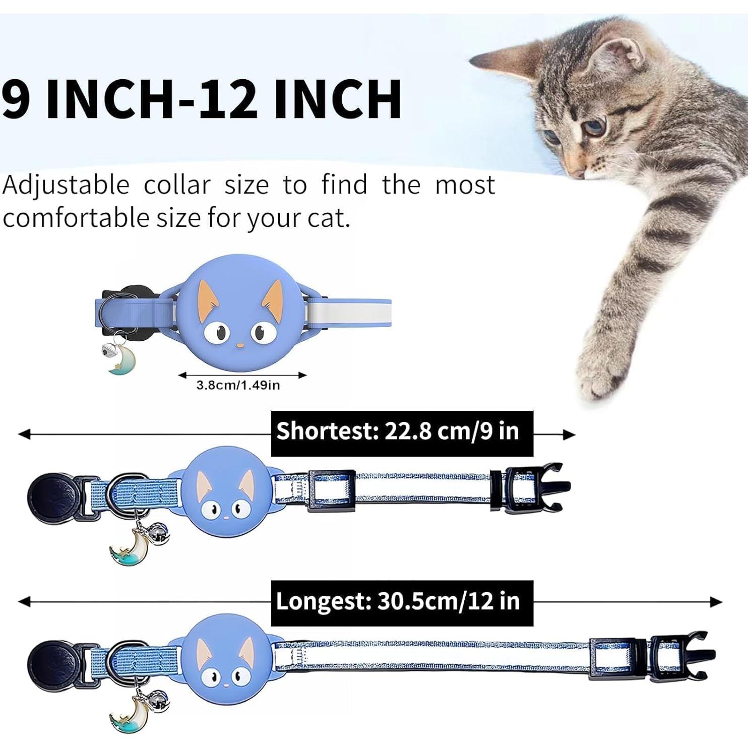 Collar para Gatos Woyinger Reflectante con Soporte AirTag Negro