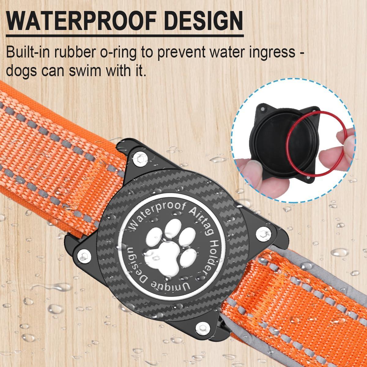 Collar para Perros Airtag OKVSKO Impermeable Reflectante Naranja S