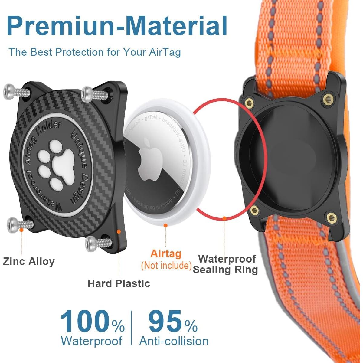 Collar para Perros Airtag OKVSKO Impermeable Reflectante Naranja S