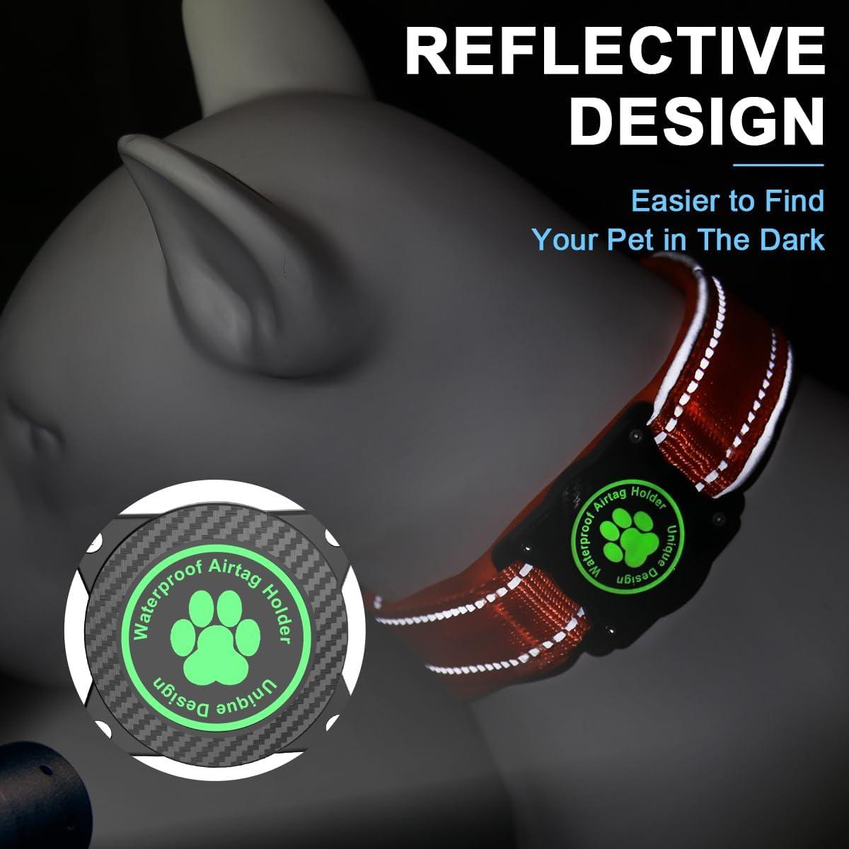 Collar para Perros Airtag OKVSKO Impermeable Reflectante Naranja S