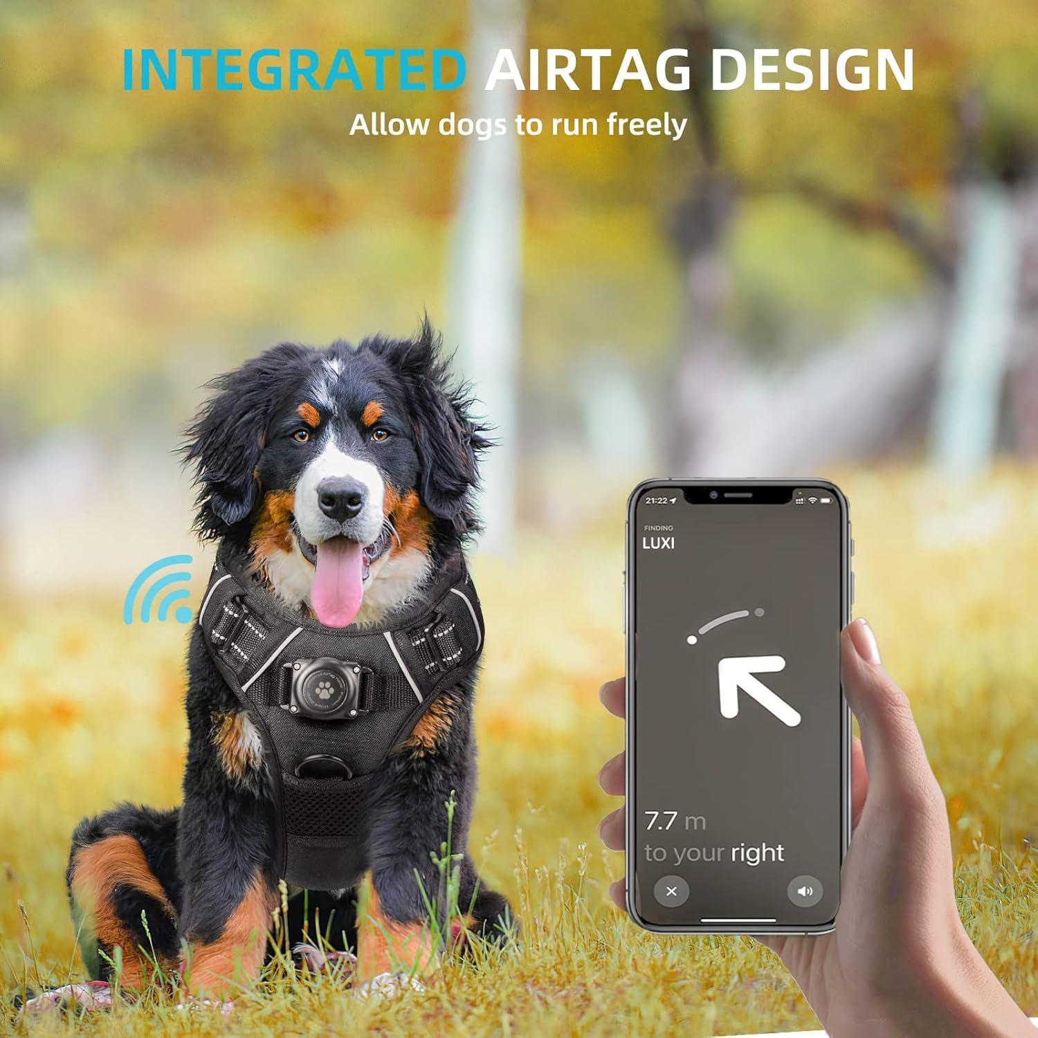 Arnés para Perros Furrigo con Soporte AirTag Negro L