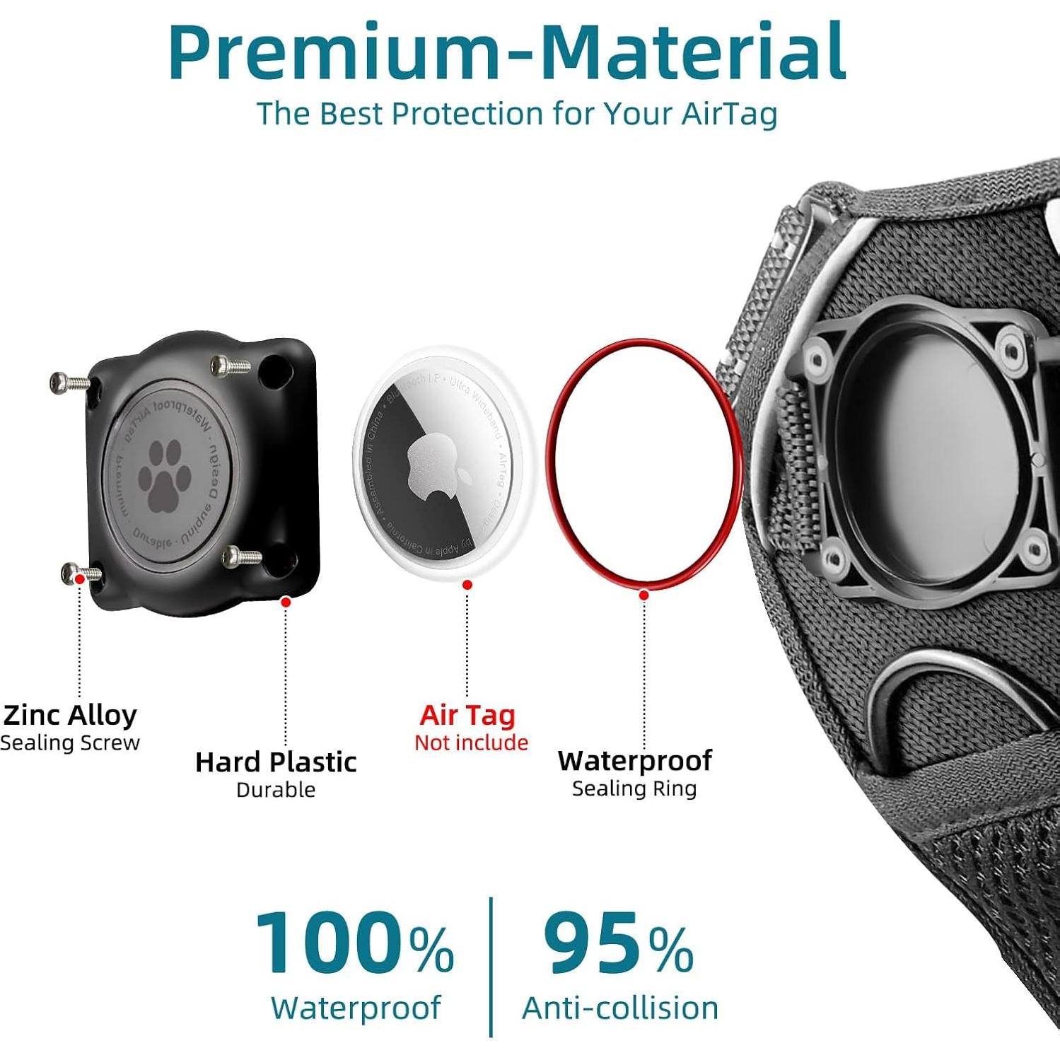 Arnés para Perros Furrigo con Soporte AirTag Negro L