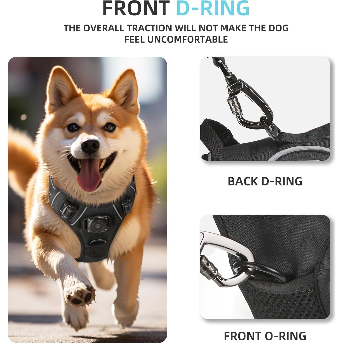 Arnés para Perros Furrigo con Soporte AirTag Negro L