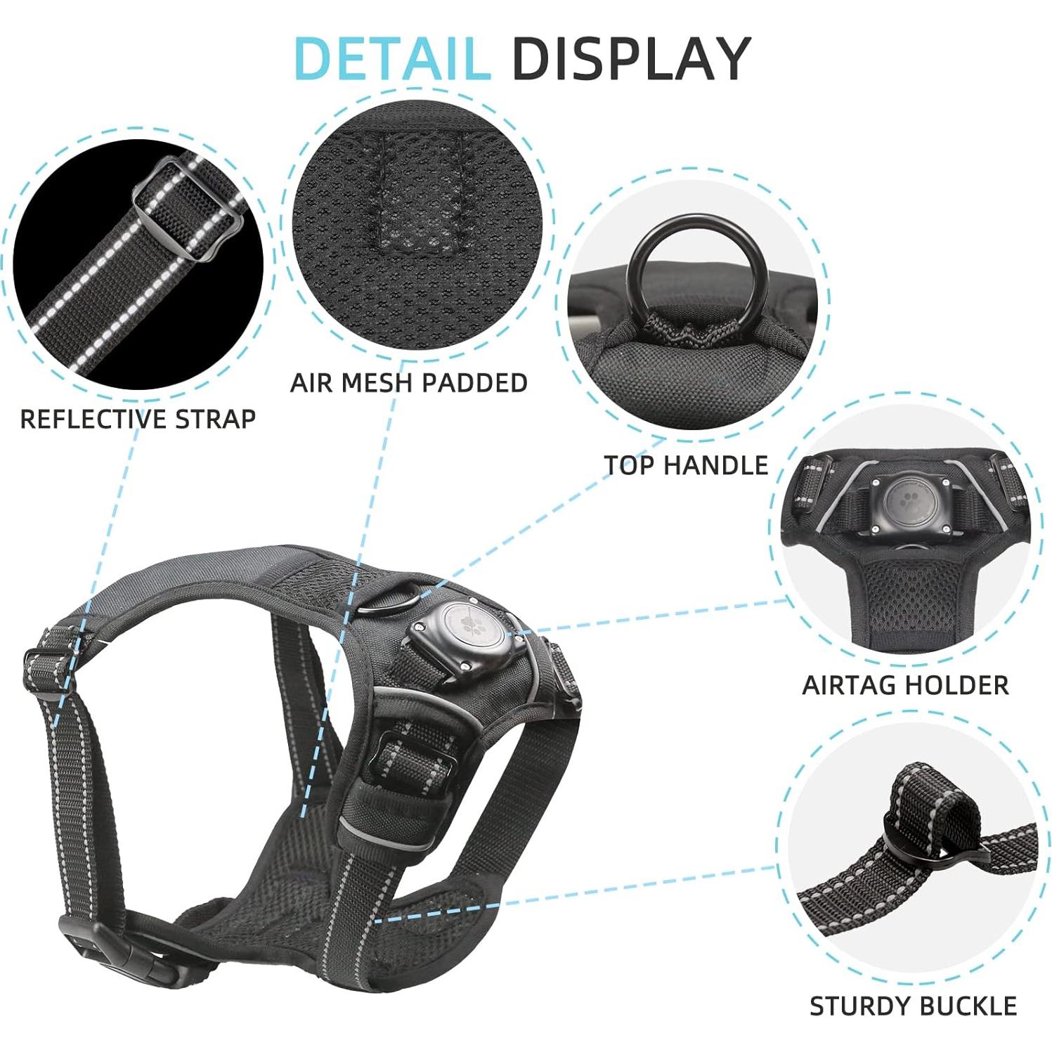 Arnés para Perros Furrigo con Soporte AirTag Negro L