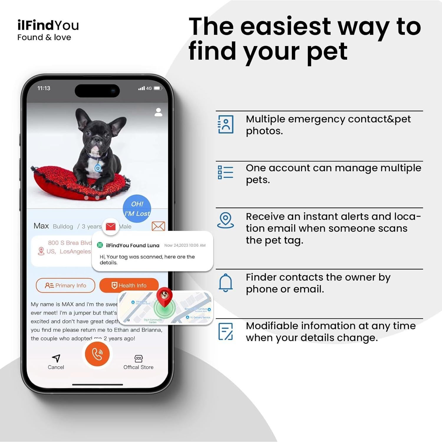 Placas de Identificación para Perros ILFINDYOU - Paquete de 3