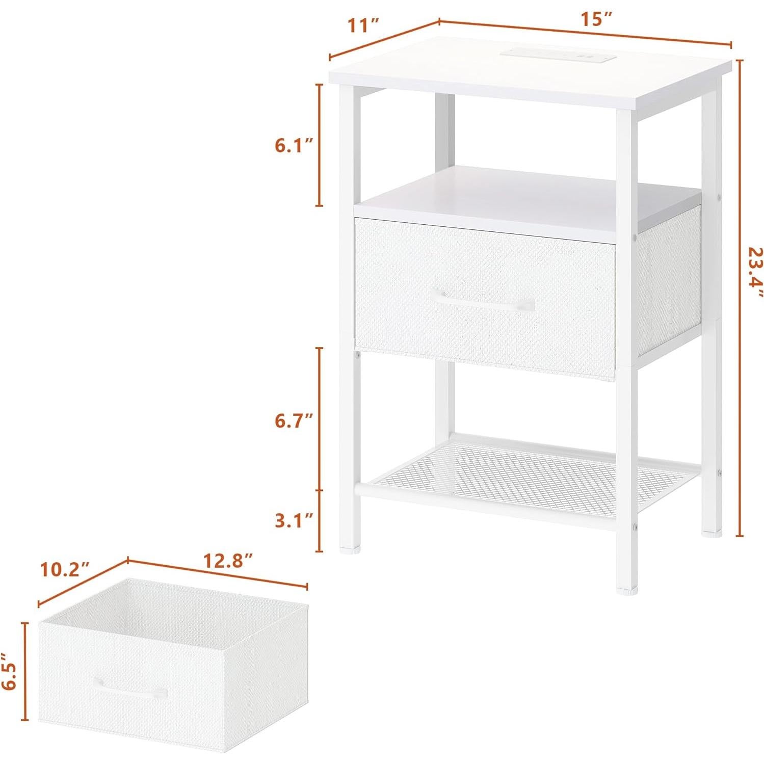 Juego de Mesas de Noche TRIFEBLE LED con Carga USB 2 Piezas