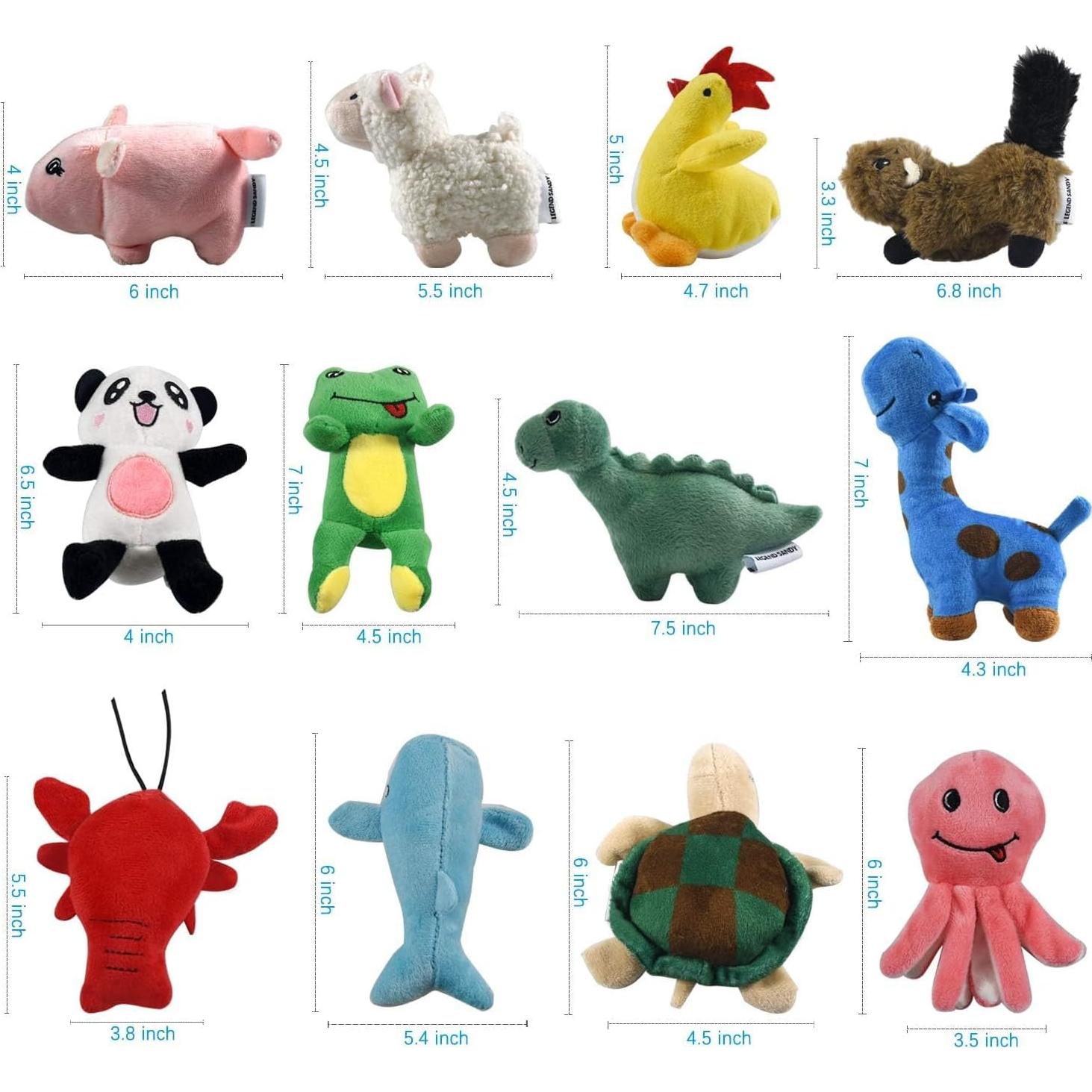Pack 12 Juguetes de Peluche Squeaky Legend Sandy para Perros