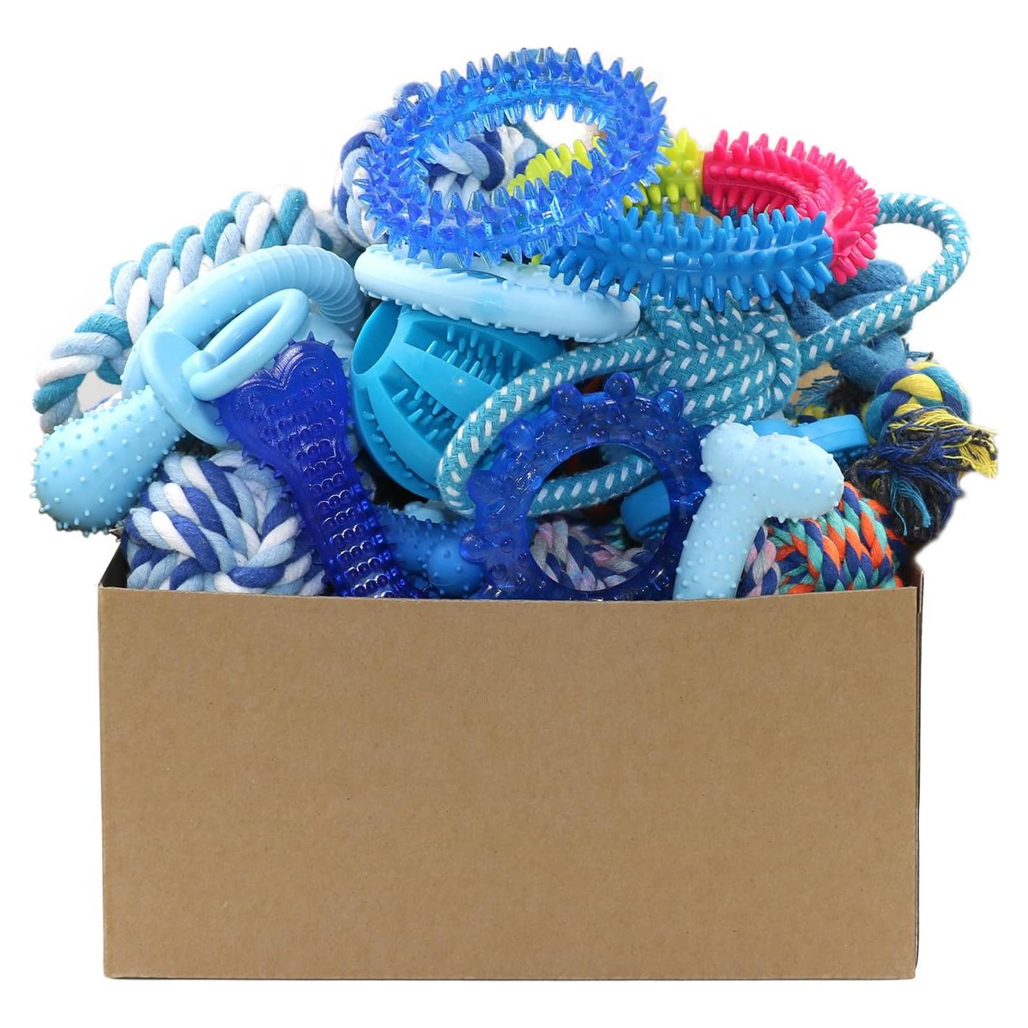 Beiker Paquete 20 Juguetes para Cachorros Goma Multicolor