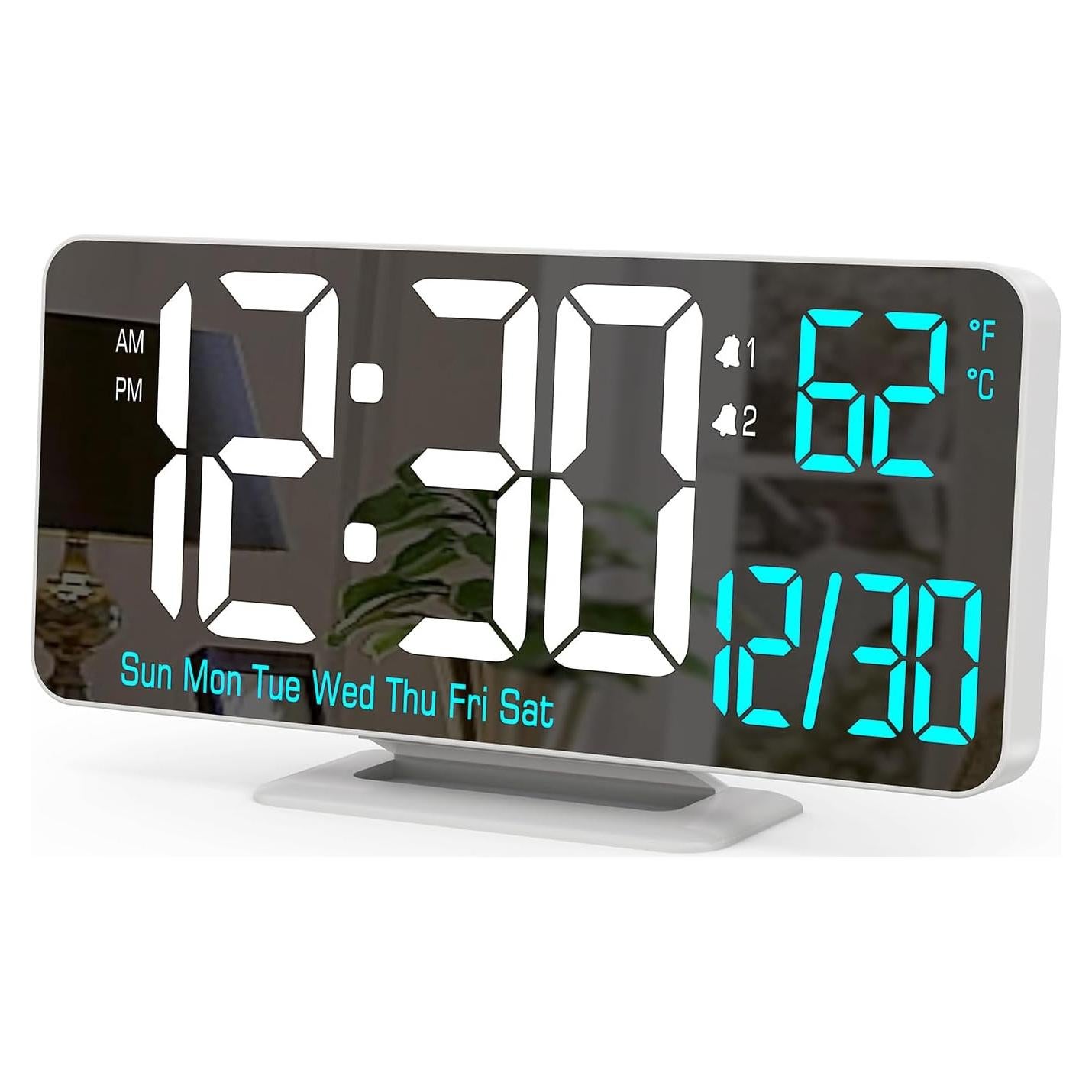 Reloj Digital LED KOSUMOSU 6.7" Blanco con Alarma Doble