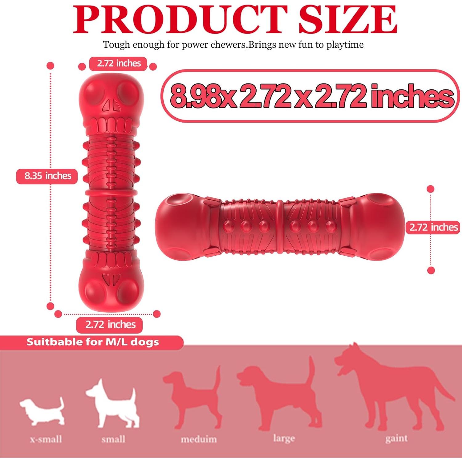 Juguete Squeaky ZIKATON para Perros Grandes Rojo 22.8cm