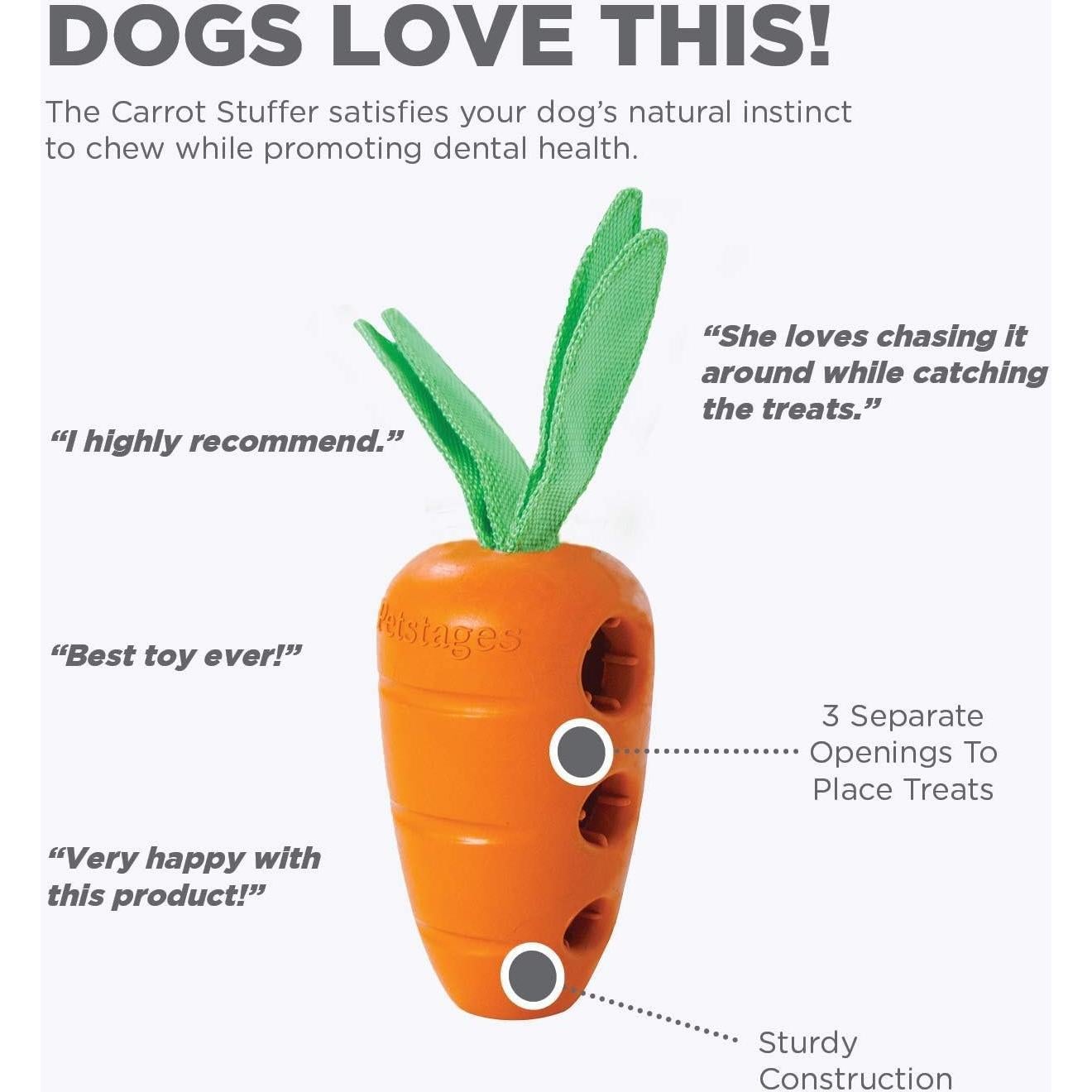 Juguete Interactivo para Perros Petstages Carrot Stuffer 10.8cm