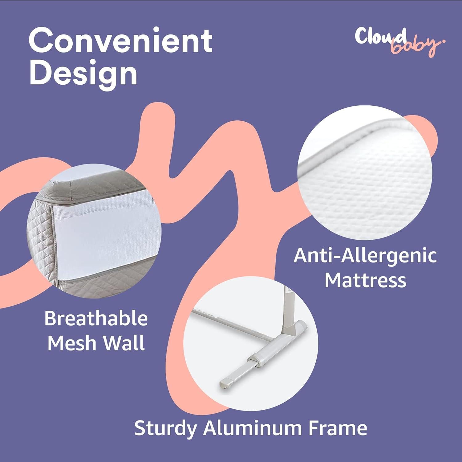 Cuna Lateral Cloud Baby Premium - Co-Dormir Ajustable 6 Alturas