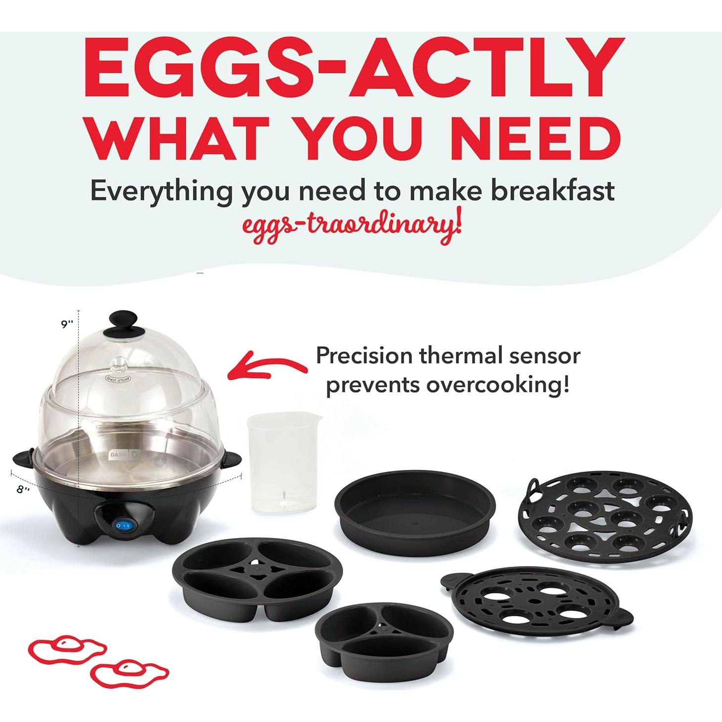 Cocinador de Huevos DASH Deluxe 12 Huevos Negro Automático