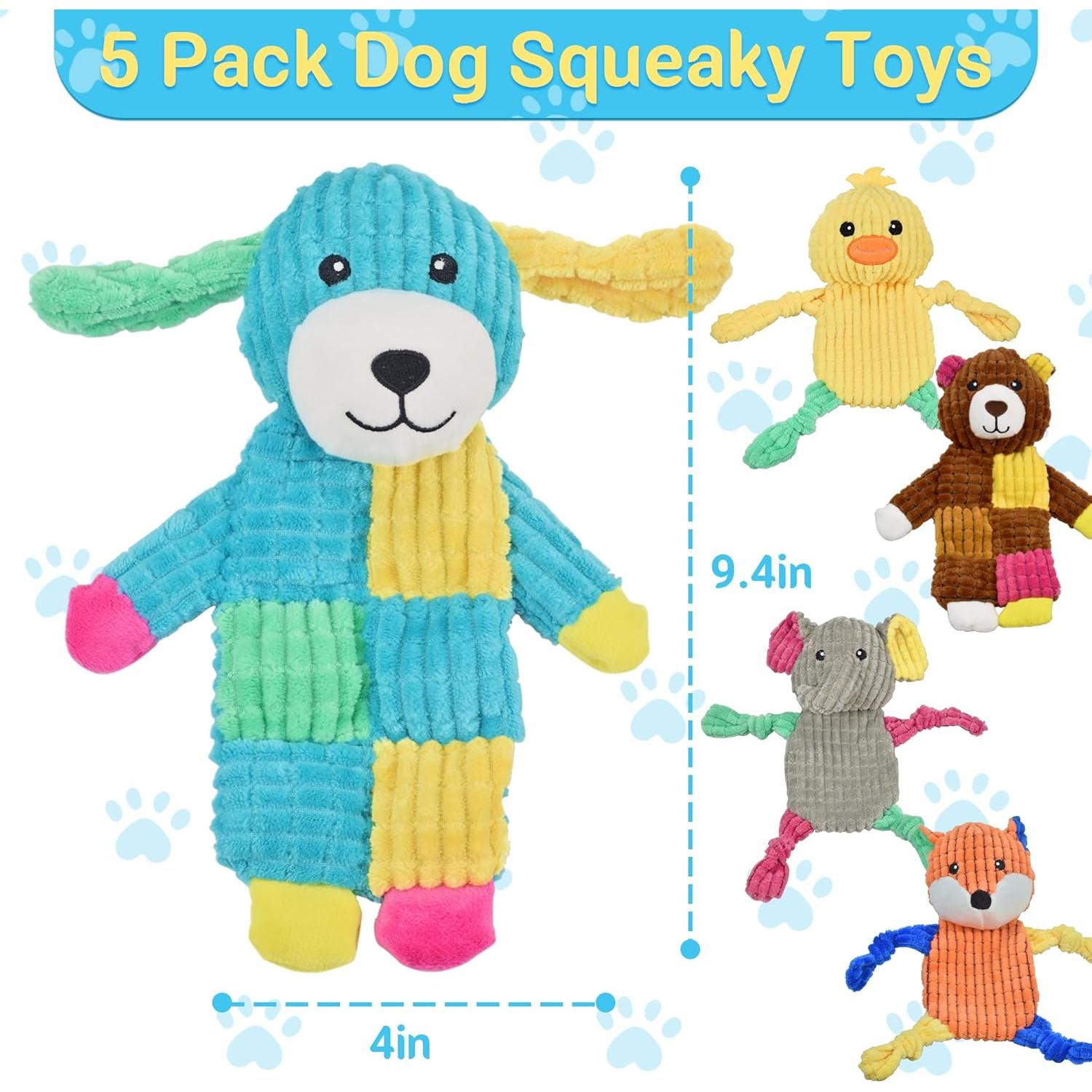 5 Juguetes para Perros LECHONG Squeaky y Crinkle 10cm