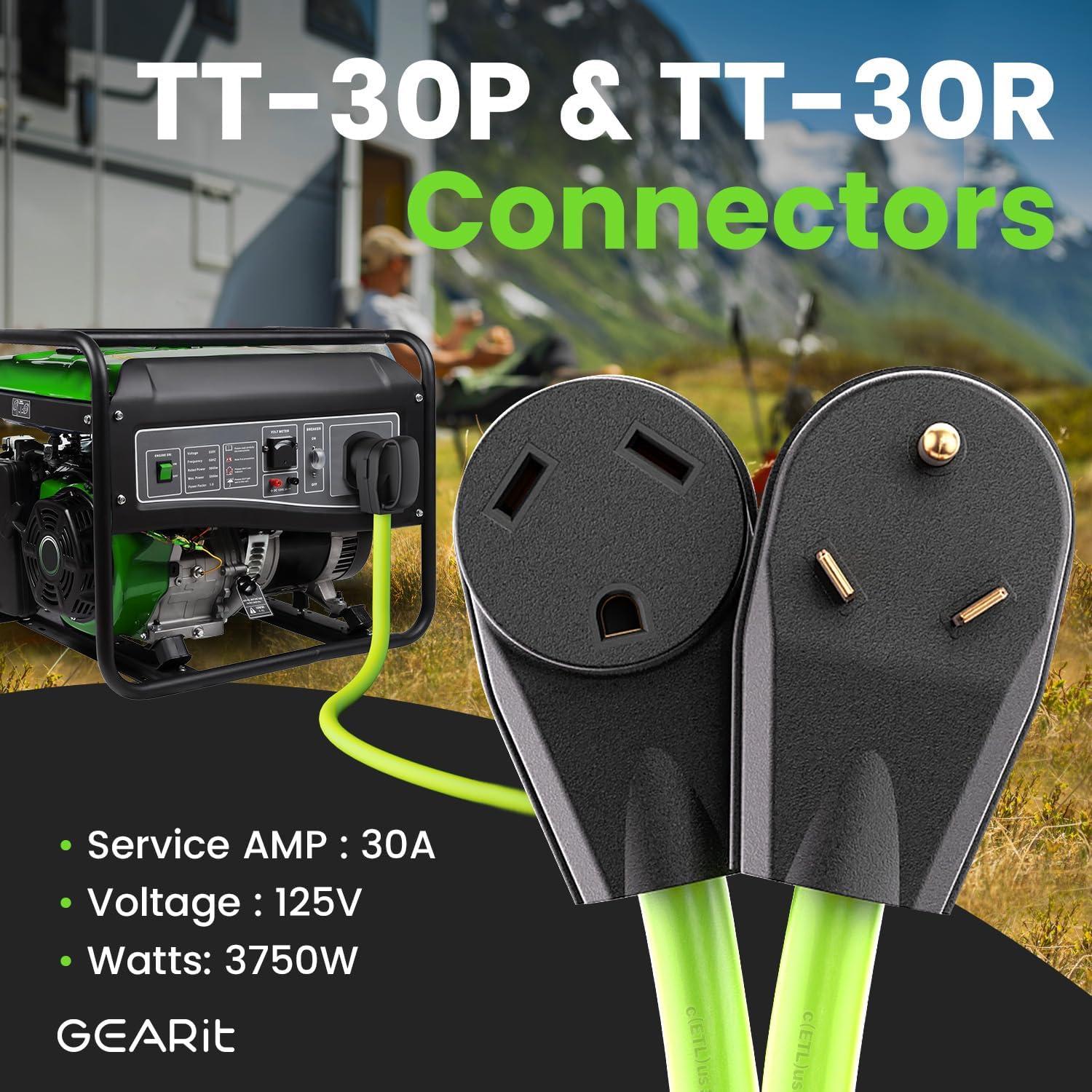 Cable de extensión 30A GearIT 30,48m NEMA TT-30 resistente