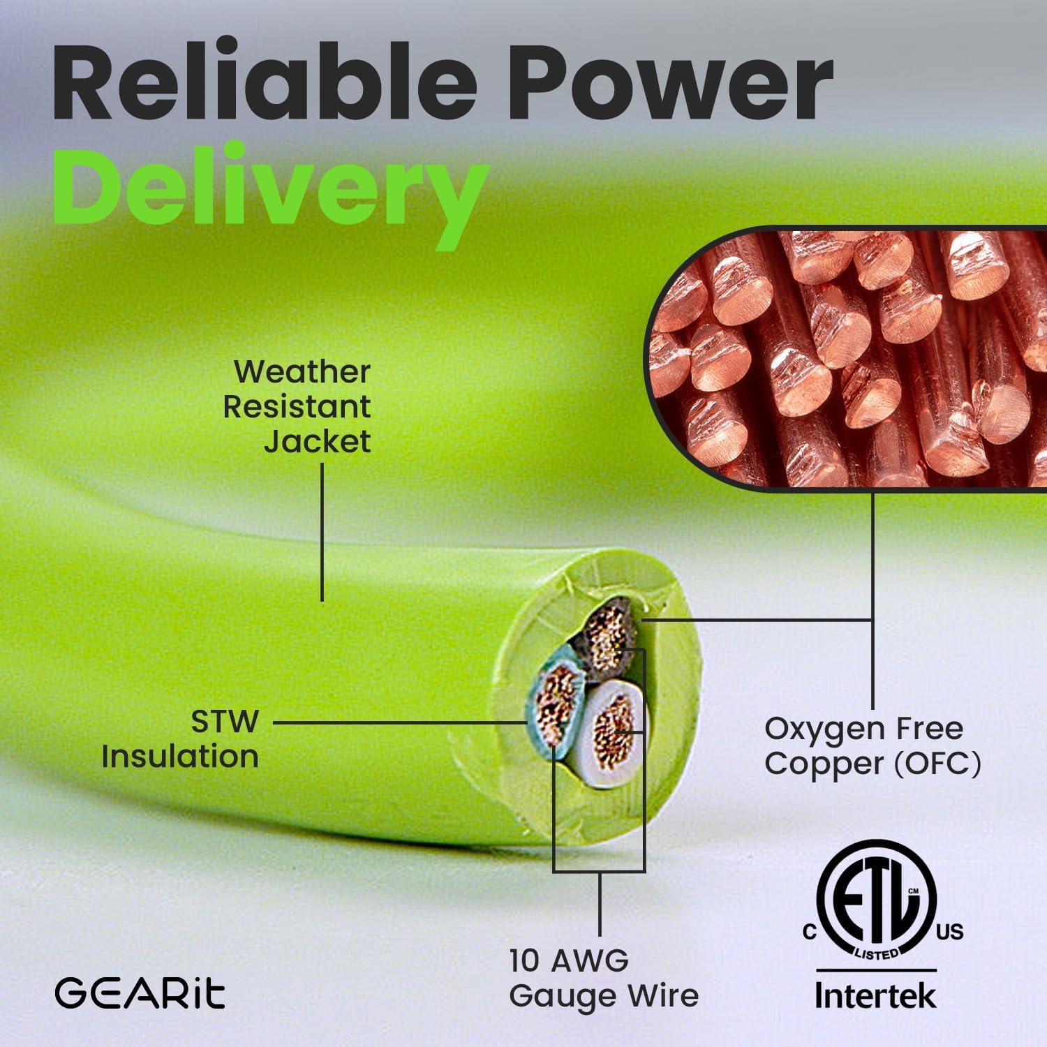 Cable de extensión 30A GearIT 30,48m NEMA TT-30 resistente