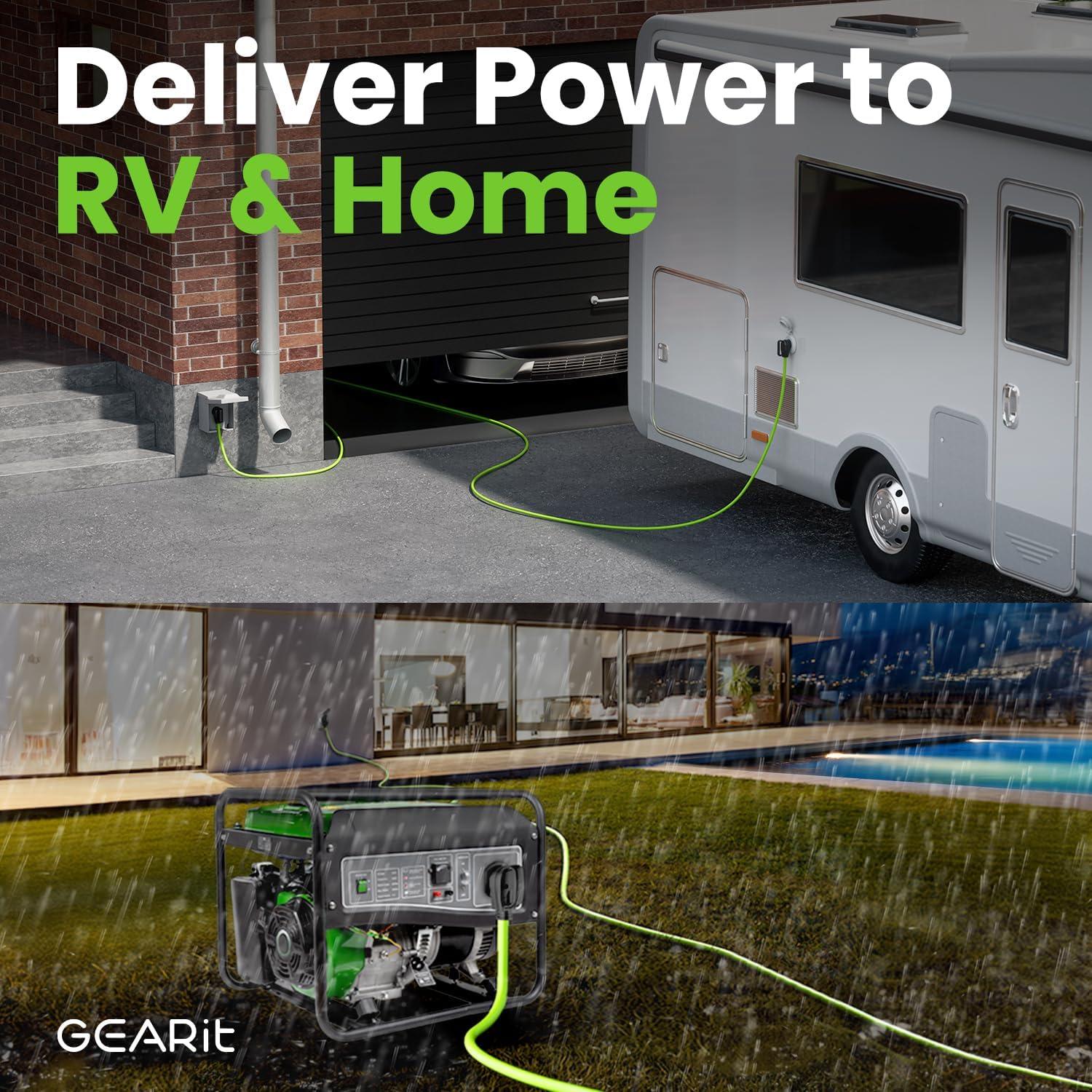 Cable de extensión 30A GearIT 30,48m NEMA TT-30 resistente