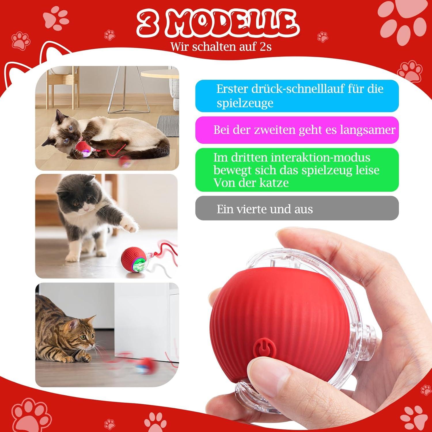 Pelota Interactiva para Gatos y Perros Tyware Rojo