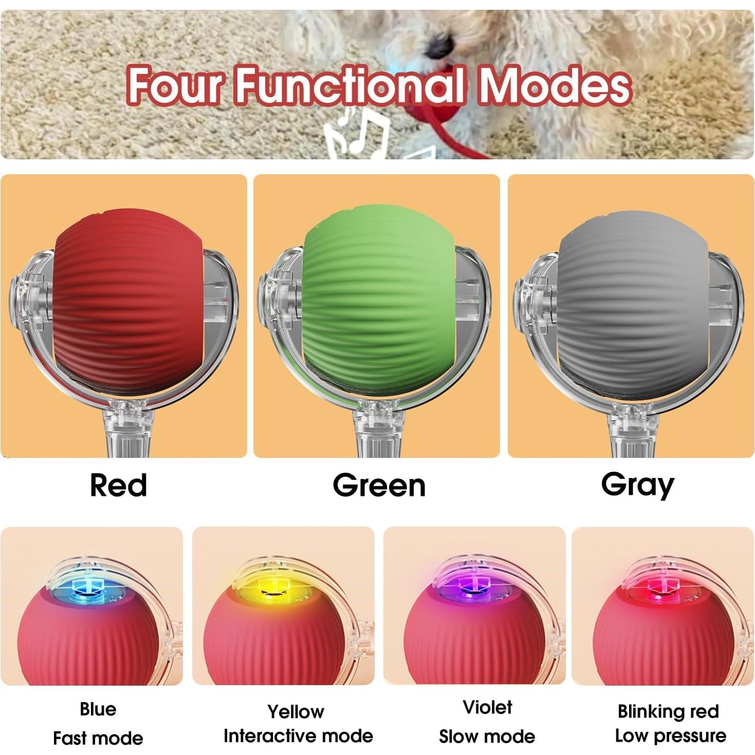 Bola Rodante Inteligente NEYSXYU para Gatos y Perros - Rojo