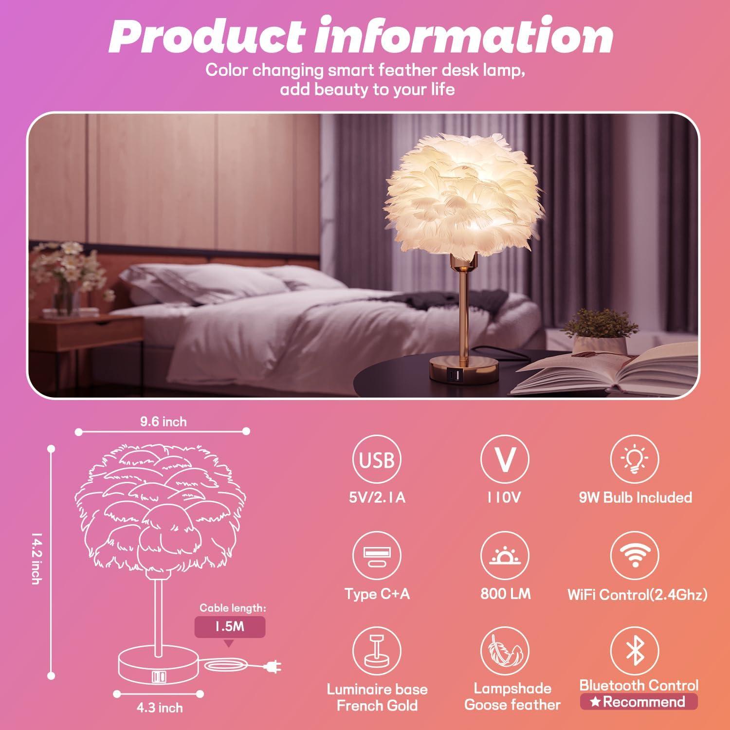 Lámpara de Mesa Inteligente Zengge 9W Control Táctil USB