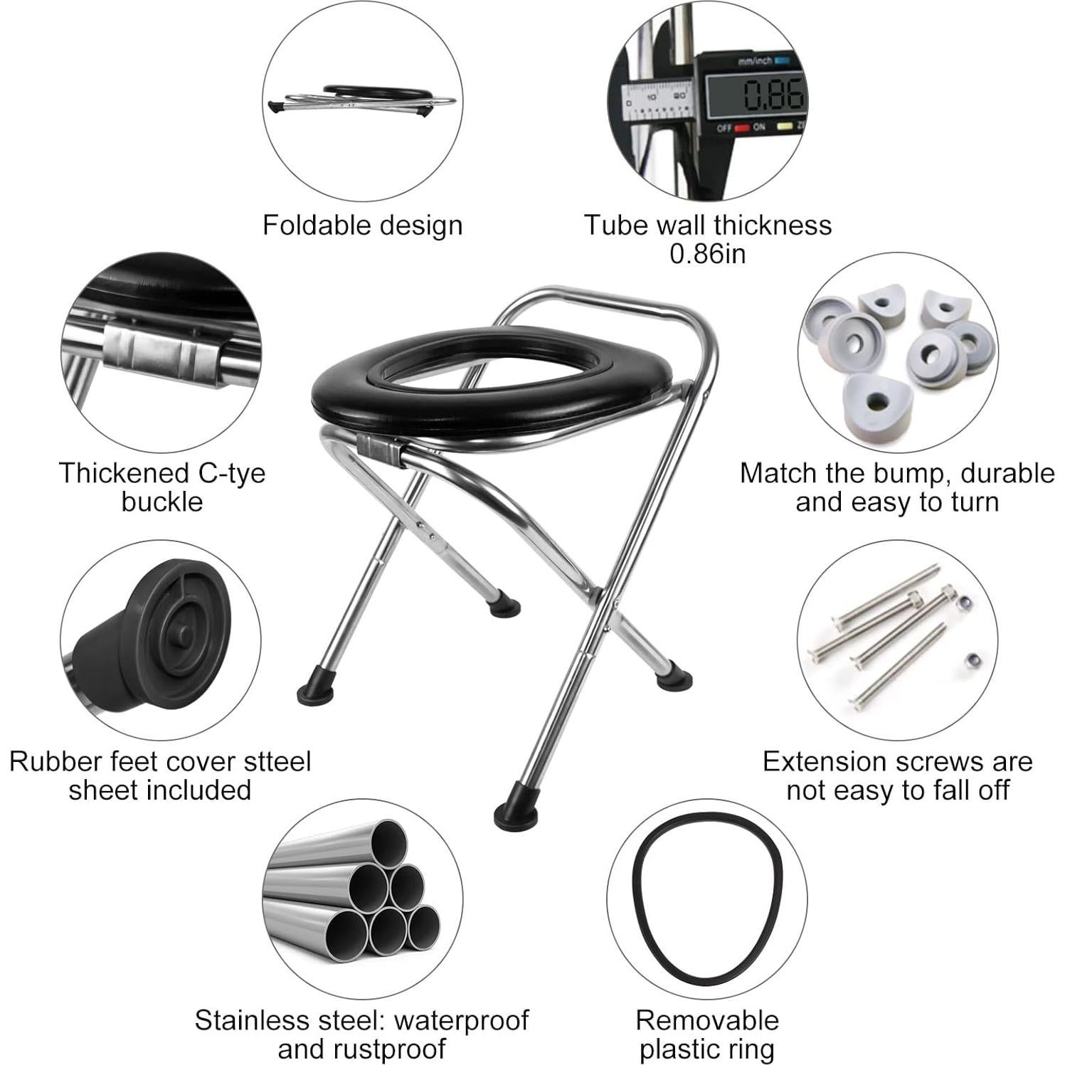 Inodoro portátil UGarden de acero inoxidable 2,22 kg con asiento suave
