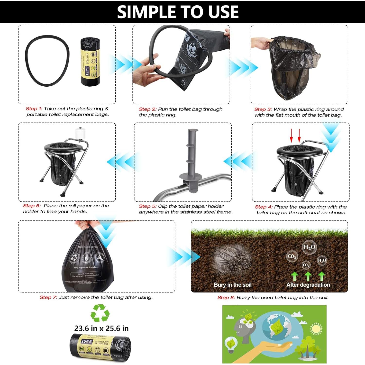 Inodoro portátil UGarden de acero inoxidable 2,22 kg con asiento suave