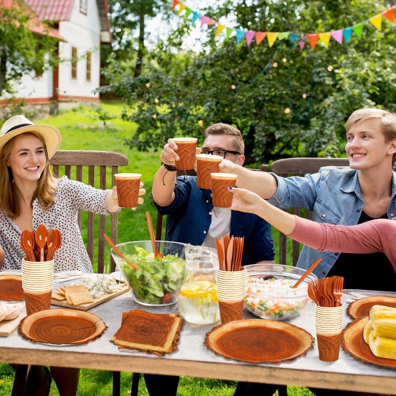 Juego de Fiesta 400 Piezas FULJOOY Diseño Madera Rústica