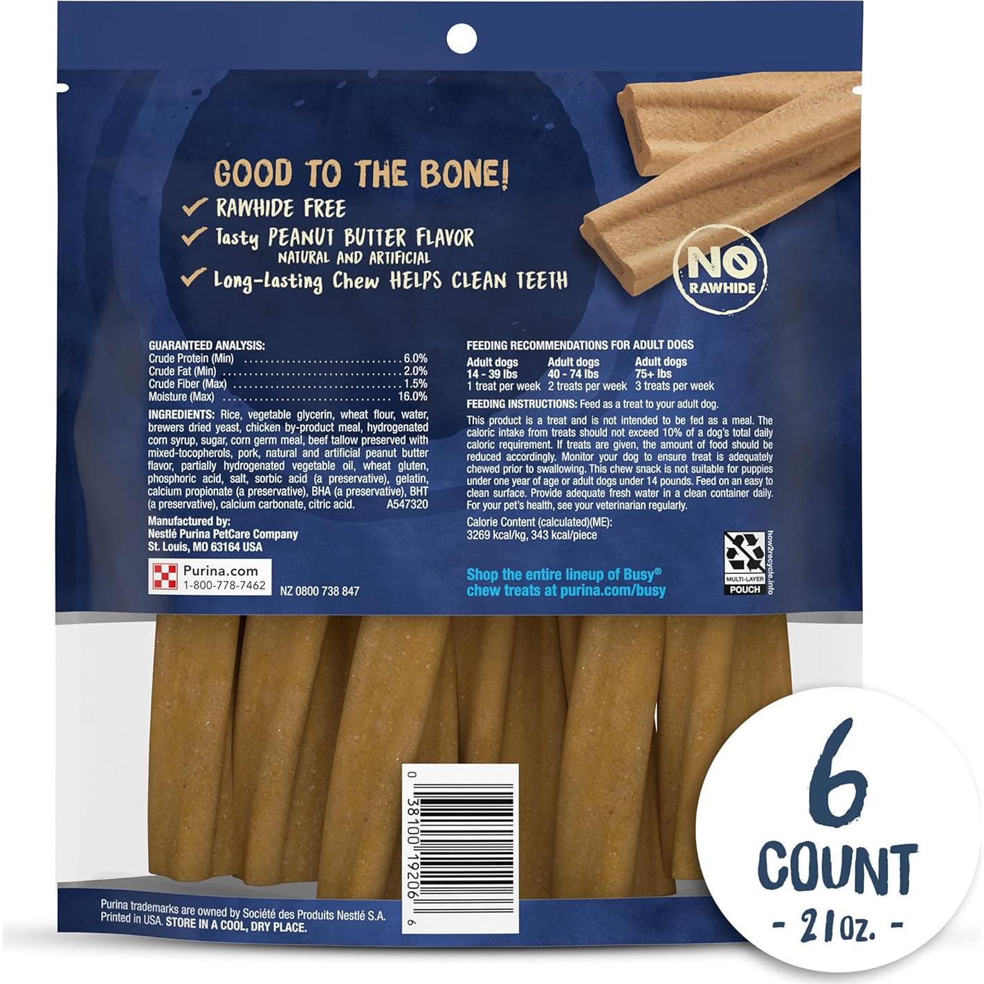 Purina Busy Bone Masticables para Perros 6 Unidades Sabor Mantequilla de Maní