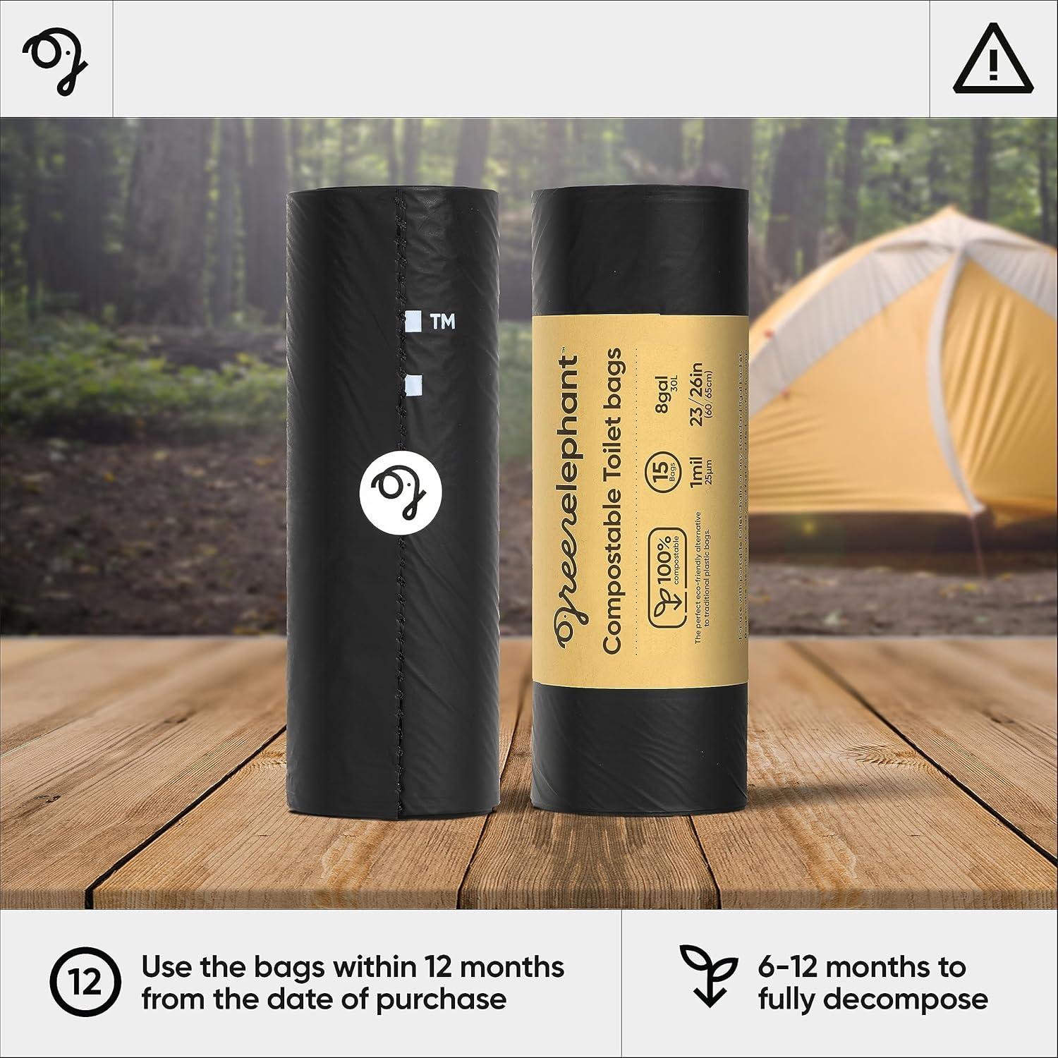 Bolsas de Inodoro Portátil GREEN ELEPHANT 15 Unidades Compostables