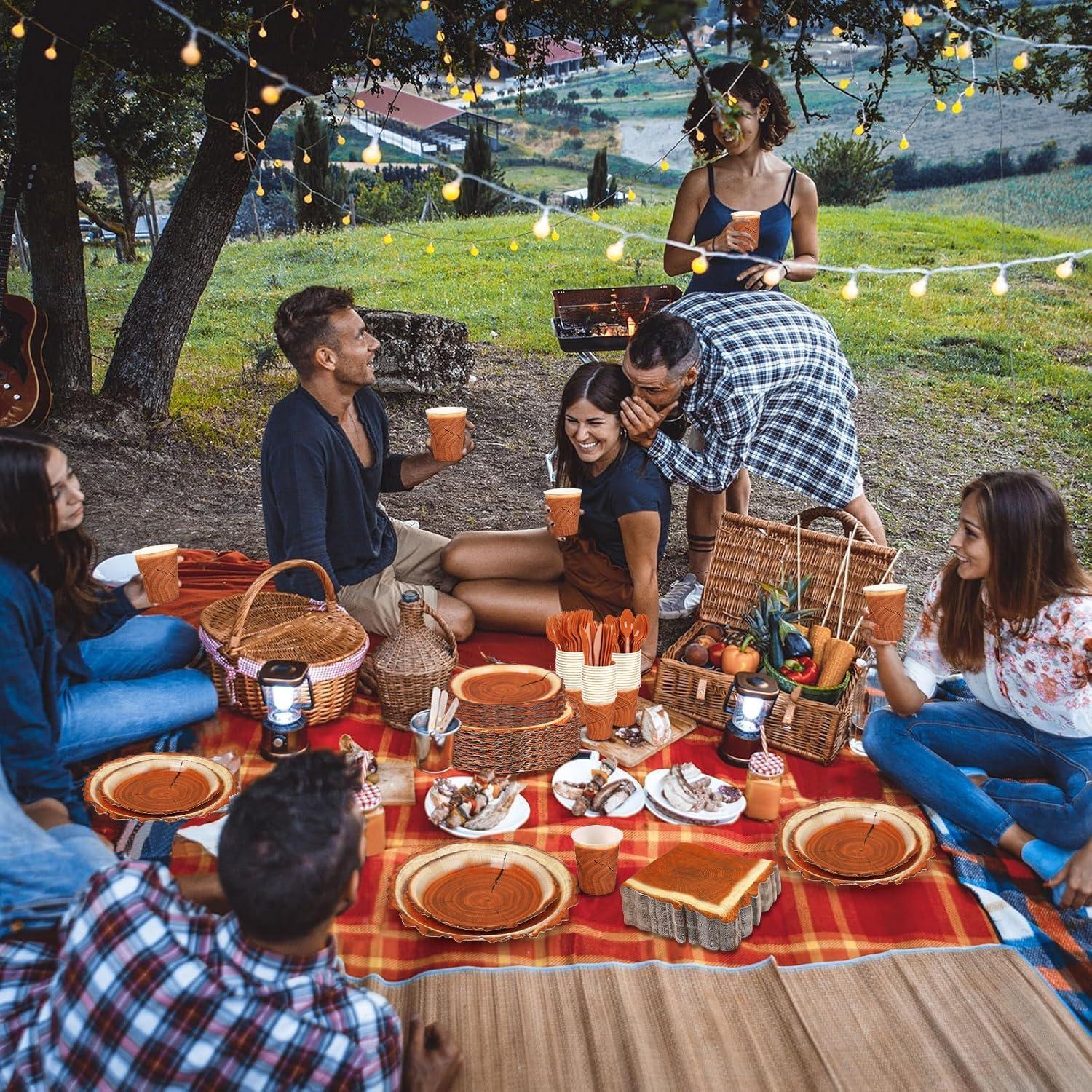 Juego de Vajilla de Papel FULJOOY 200 Piezas para Fiesta