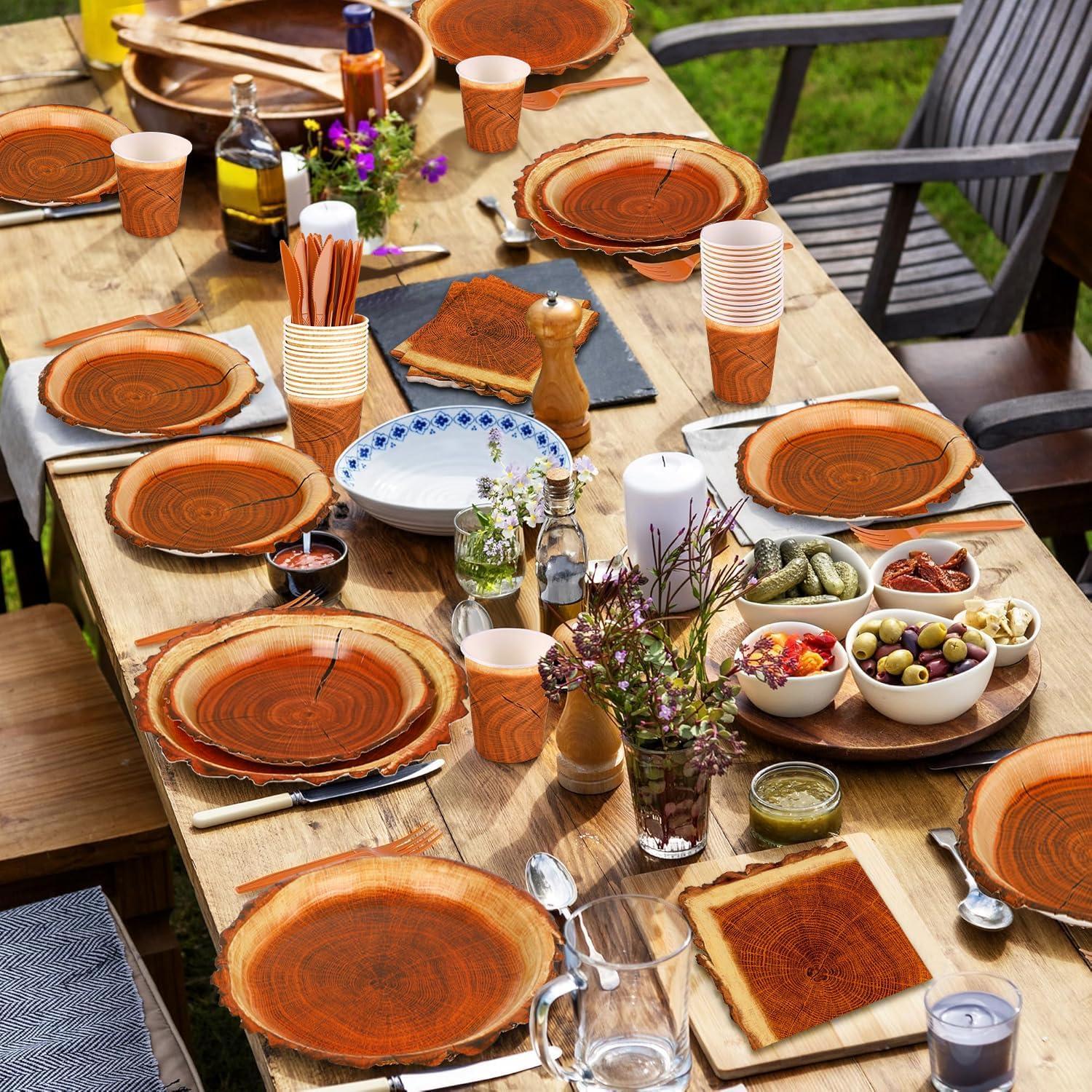 Juego de Vajilla de Papel FULJOOY 200 Piezas para Fiesta