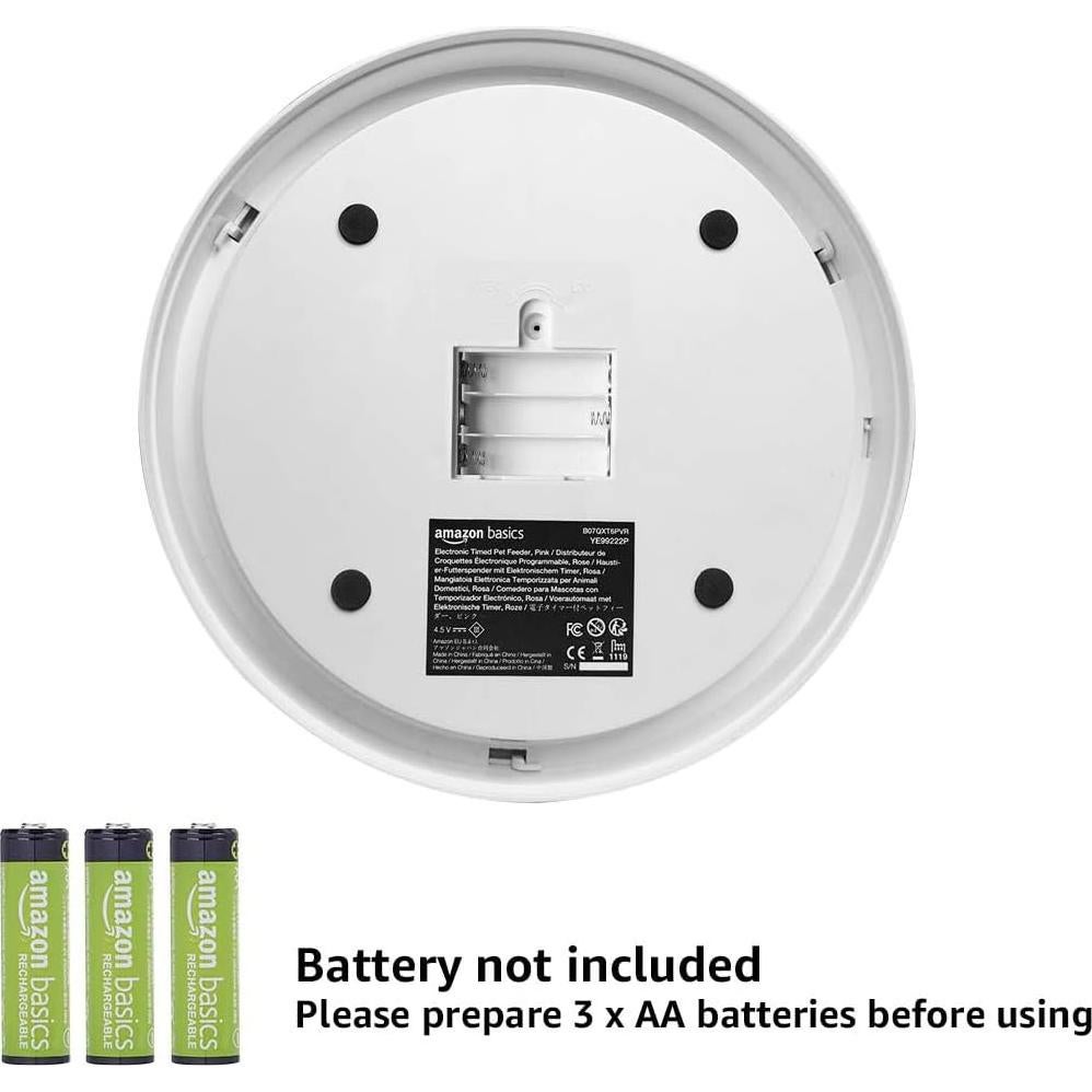 Dispensador Automático de Comida para Mascotas Amazon Basics, 6 Porciones, Negro