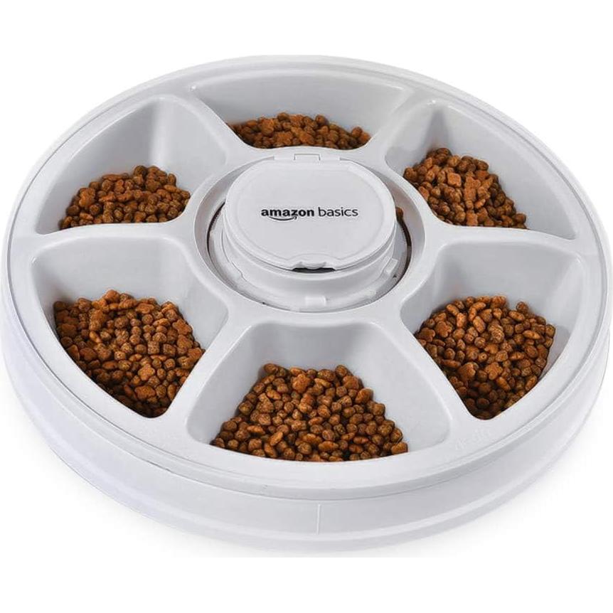 Dispensador Automático de Comida para Mascotas Amazon Basics, 6 Porciones, Negro