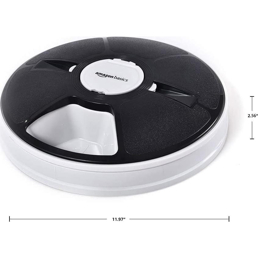 Dispensador Automático de Comida para Mascotas Amazon Basics, 6 Porciones, Negro