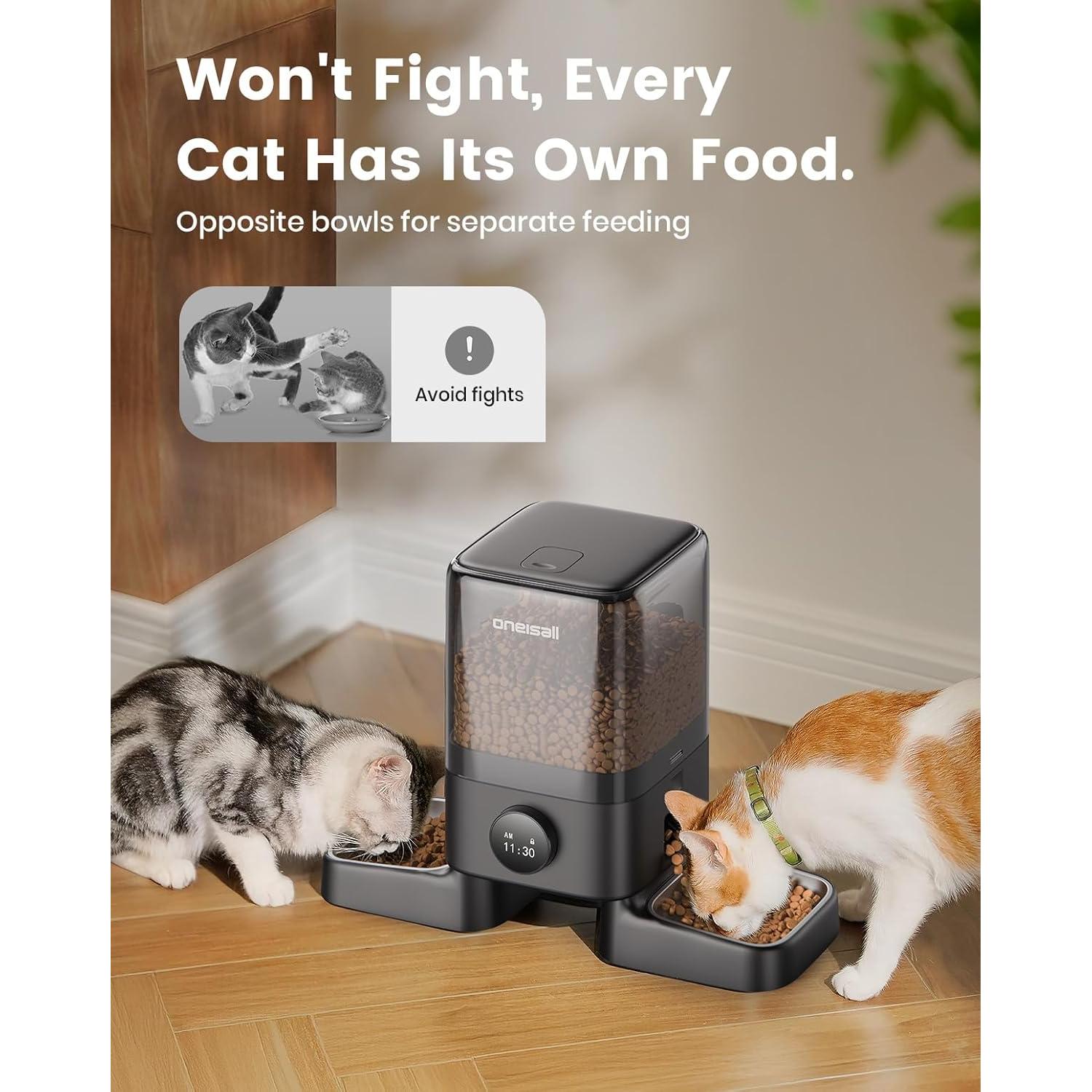 Comedero Automático para Gatos Oneisall 5L 2 Gatos Programable