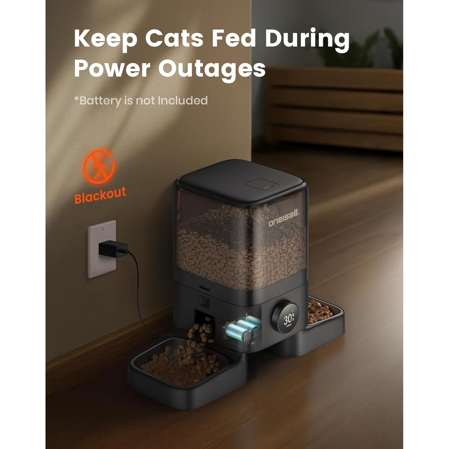 Comedero Automático para Gatos Oneisall 5L 2 Gatos Programable