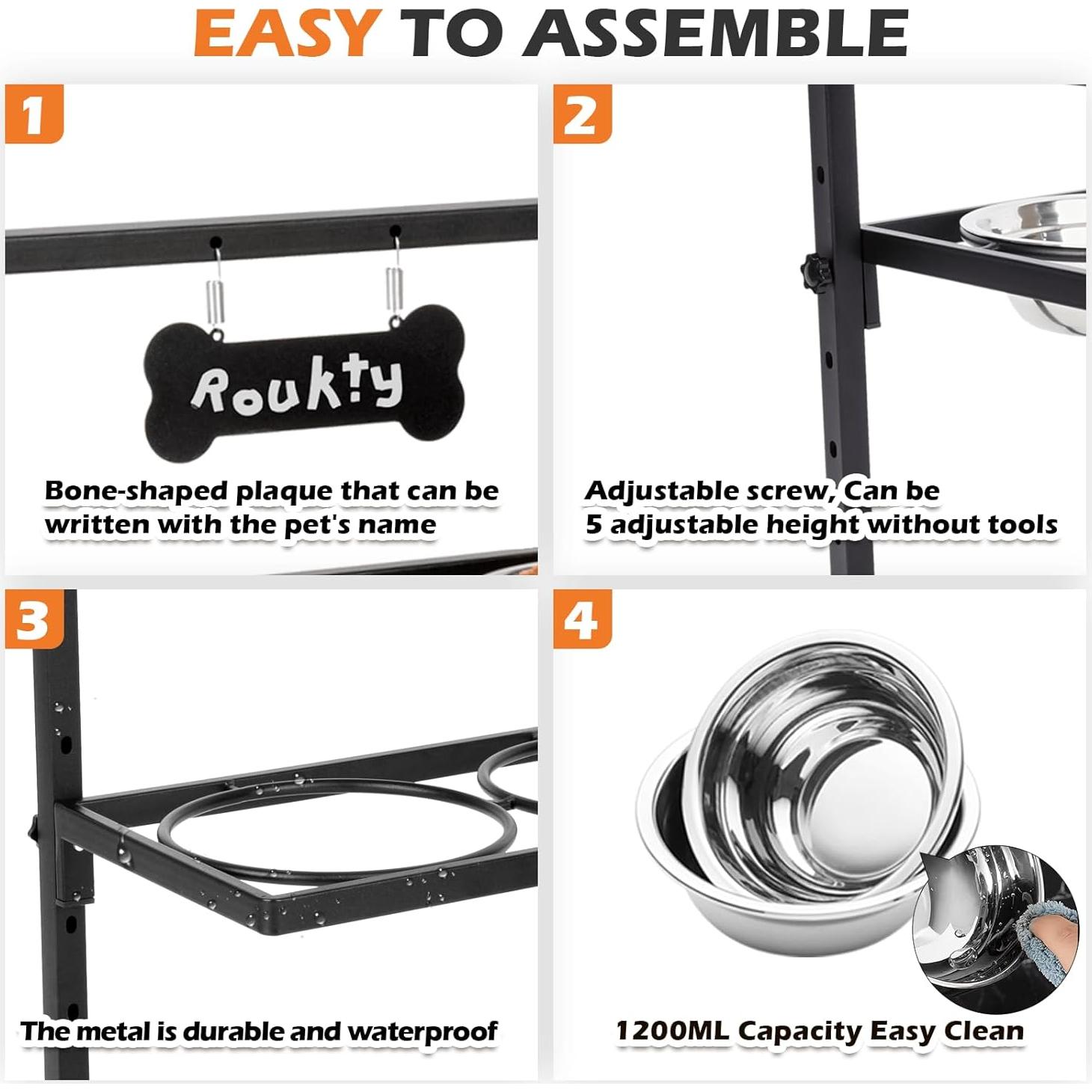 Cuencos Elevados para Perros ADENGL Ajustables 5 Alturas