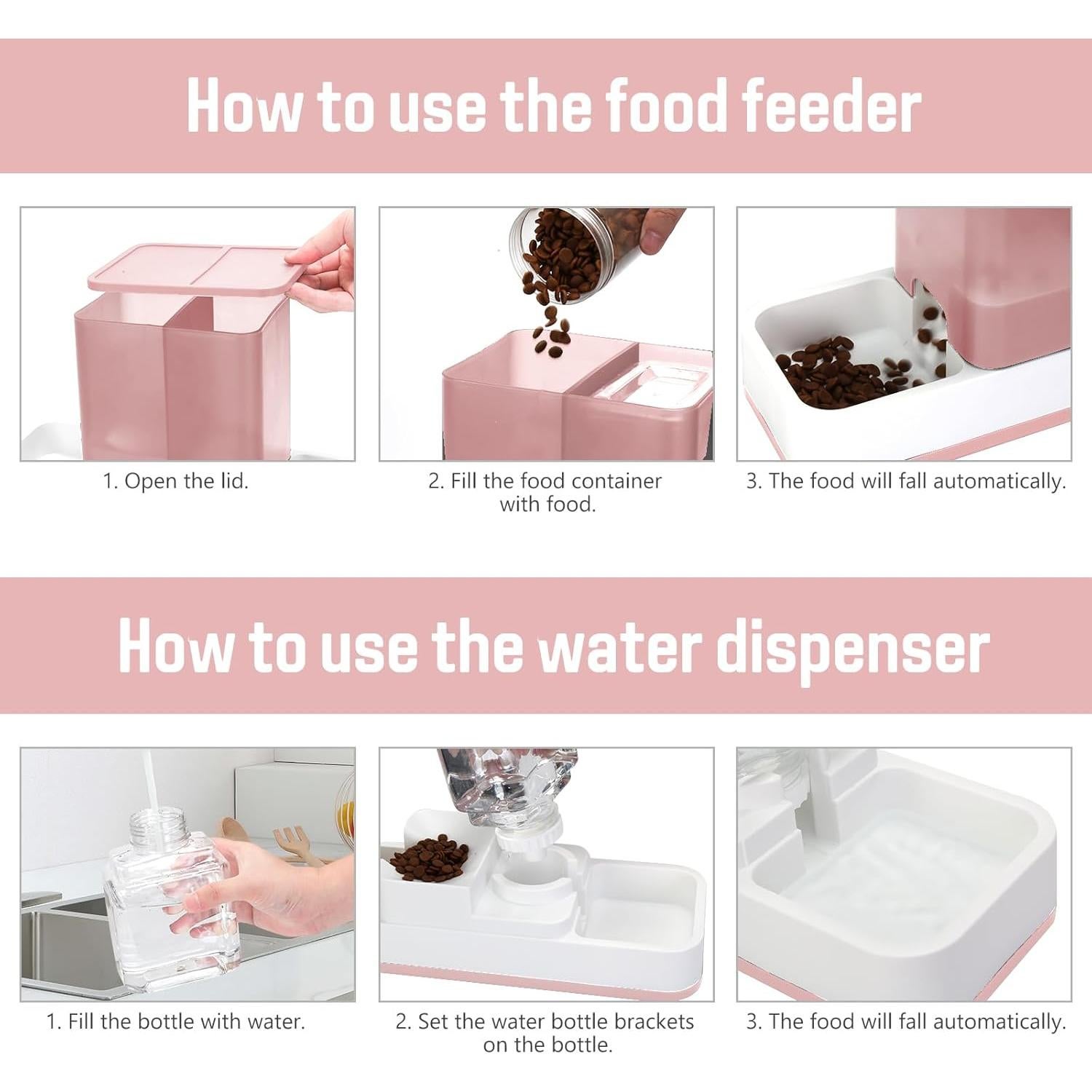 Dispensador Automático de Comida y Agua Luismia 1.5L Rosa