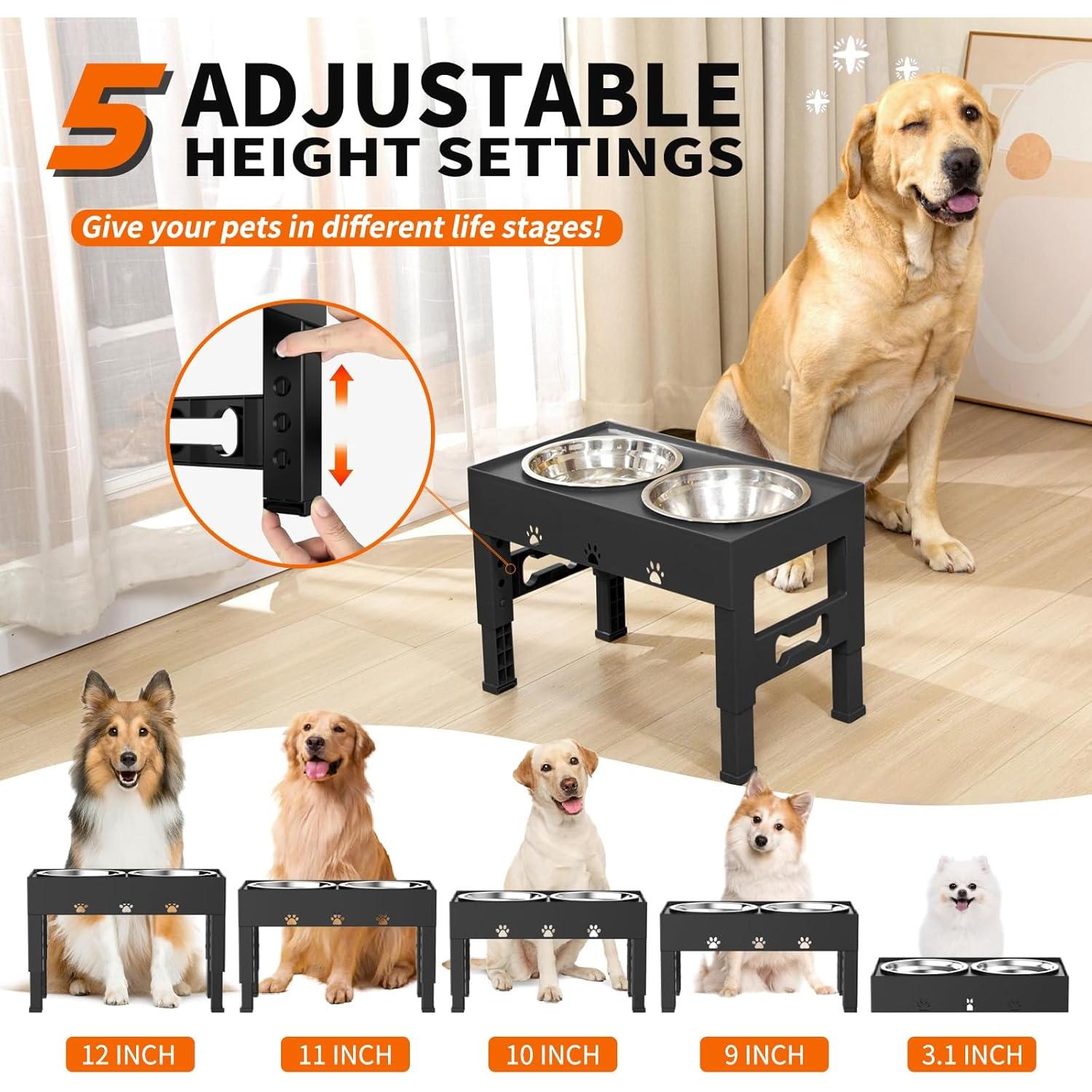 Soporte Elevado para Perros LAKIPETN con 2 Cuencos Inox