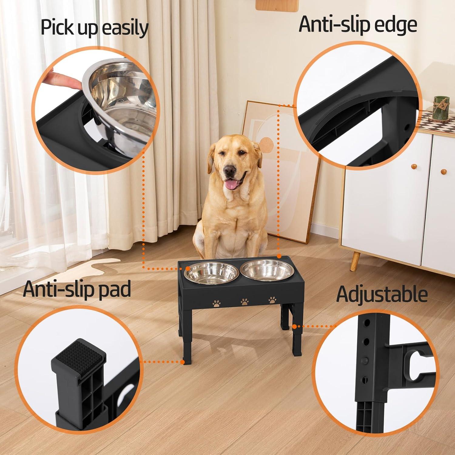 Soporte Elevado para Perros LAKIPETN con 2 Cuencos Inox