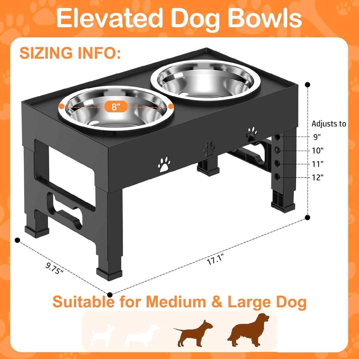 Soporte Elevado para Perros LAKIPETN con 2 Cuencos Inox