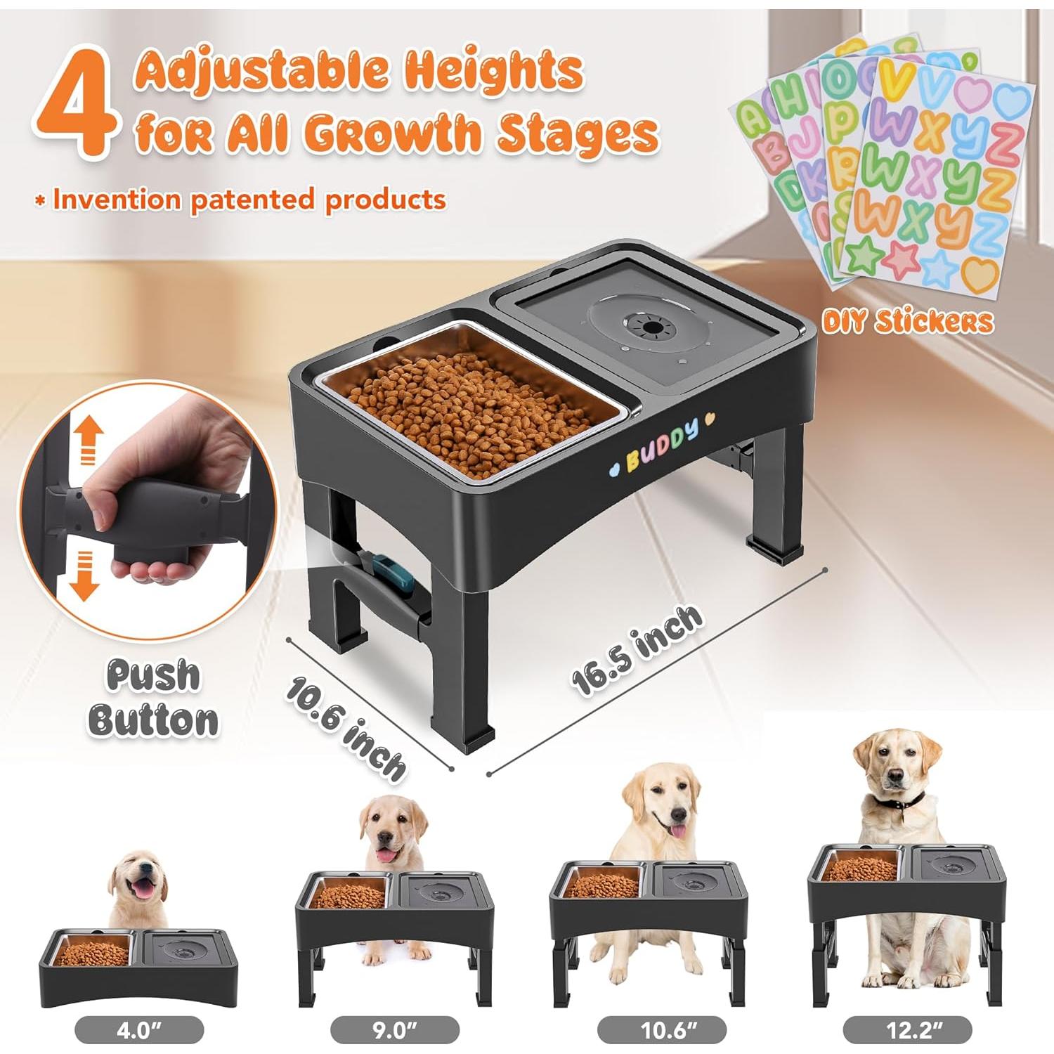 Decflow Cuencos Elevados para Perros Ajustables 4 Alturas