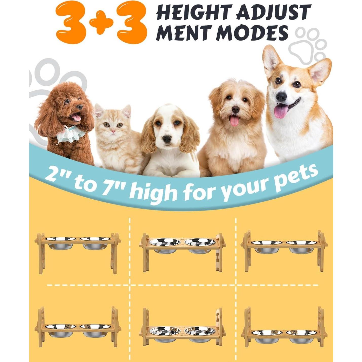 Cuencos Elevados Ajustables Jovrun para Perros y Gatos Pequeños