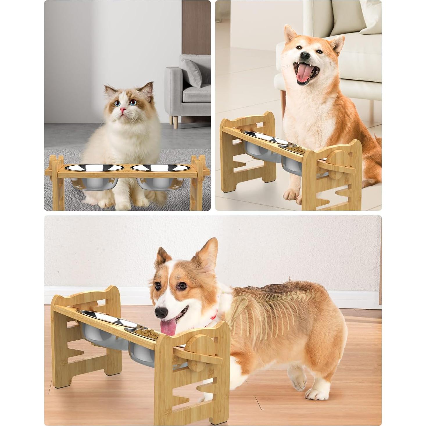 Cuencos Elevados Ajustables Jovrun para Perros y Gatos Pequeños