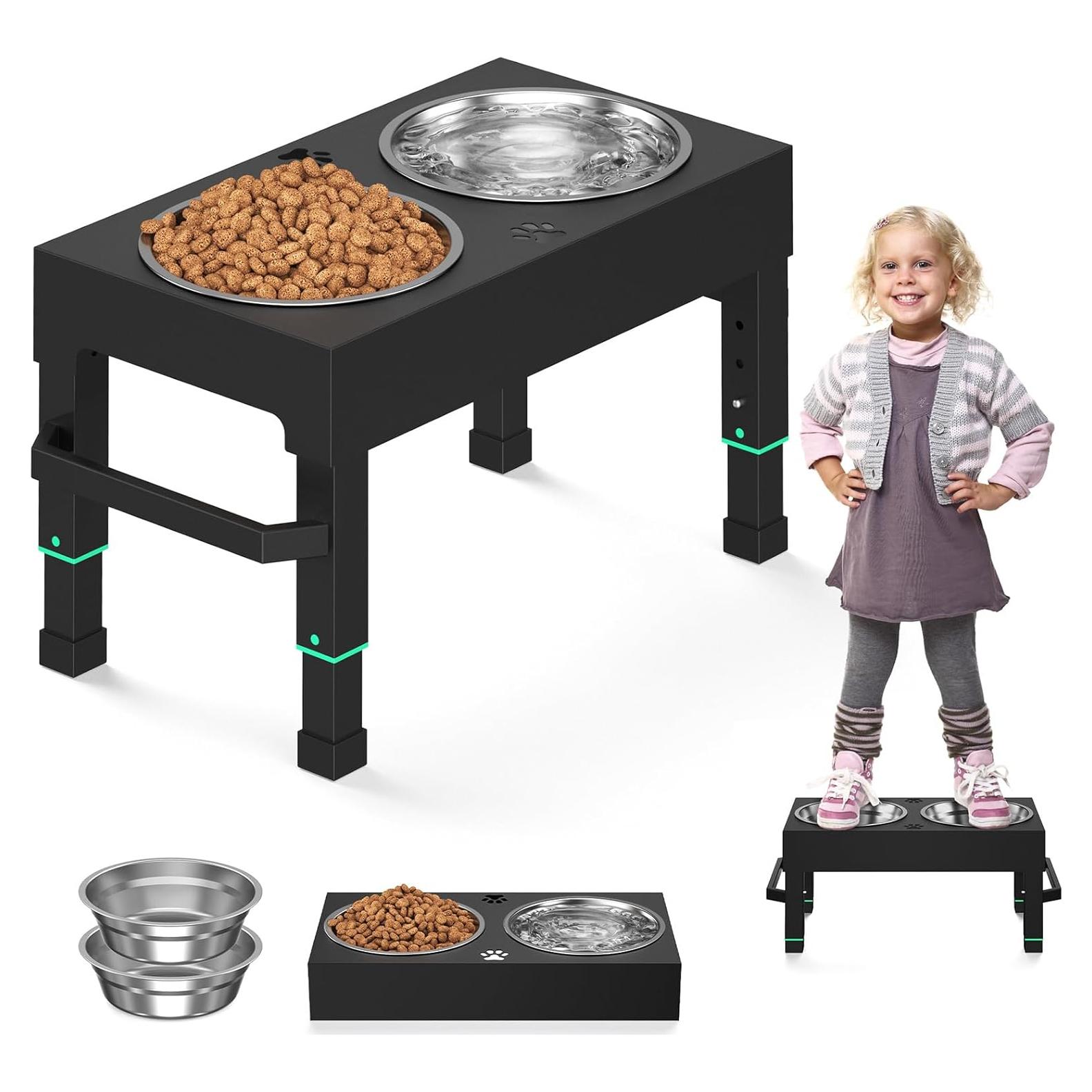 Cuencos Elevados para Perros Enayplon con 2 Cuencos de Acero